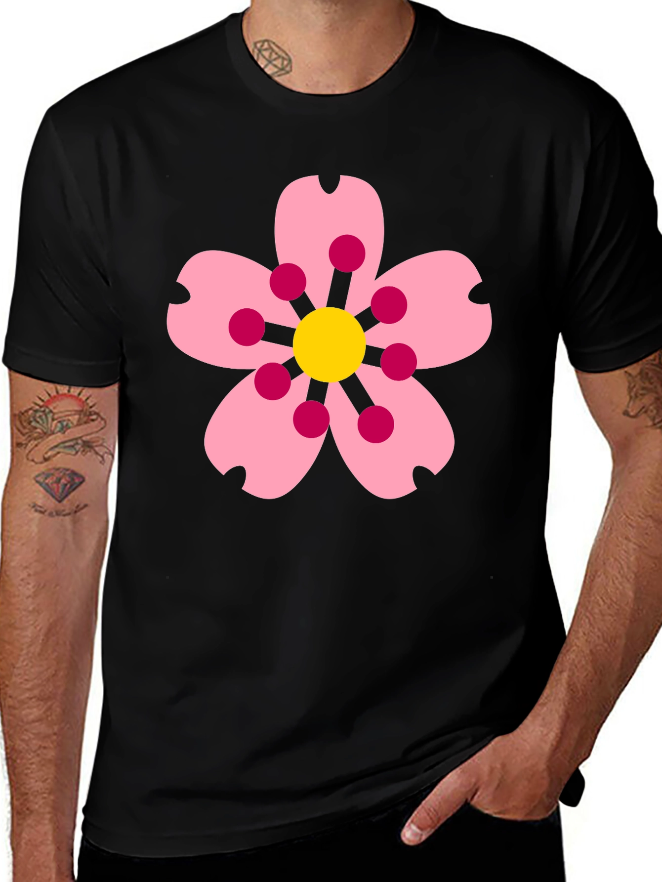 Variant 14 of Floral Graphic Black T-Shirt