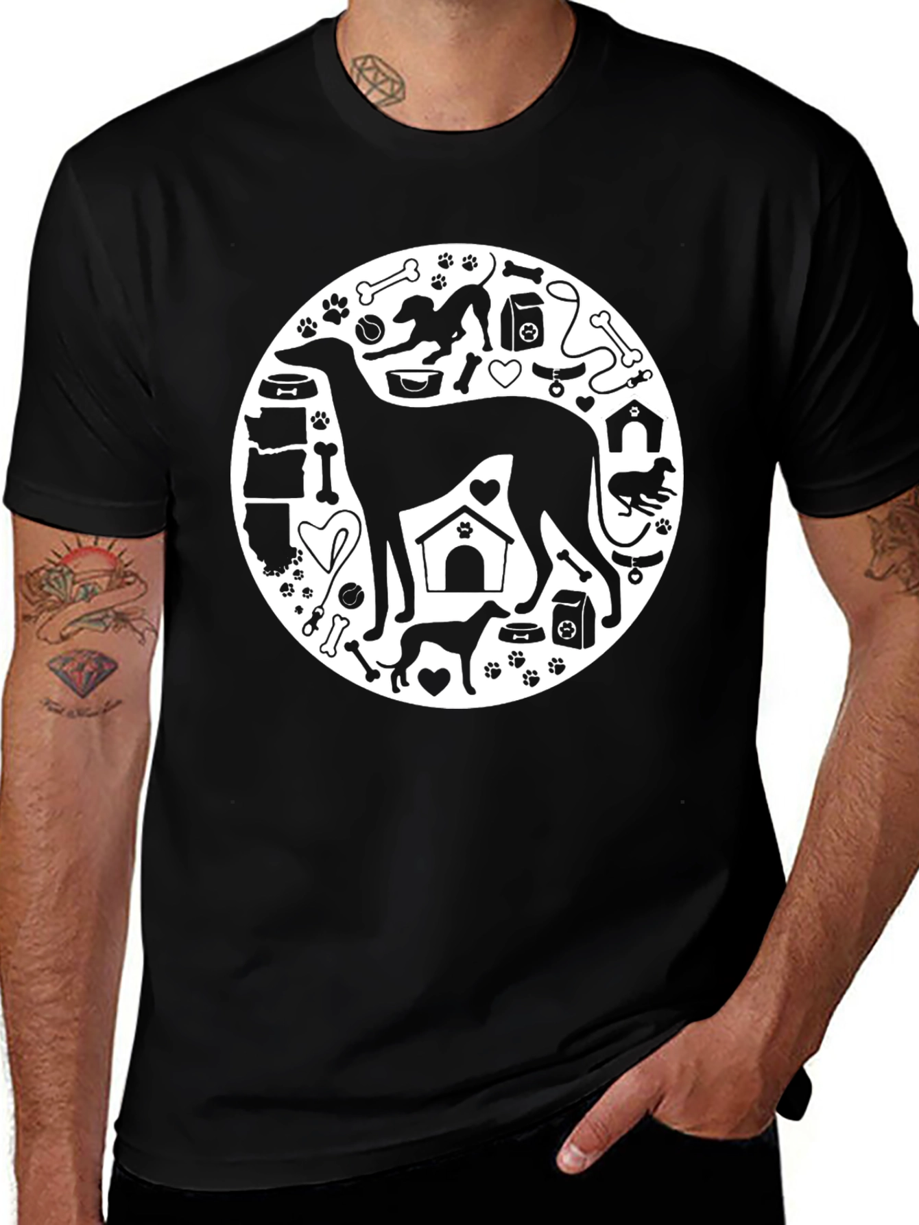 Variant 28 of Dog Lover T-Shirt - Greyhound Circle Design