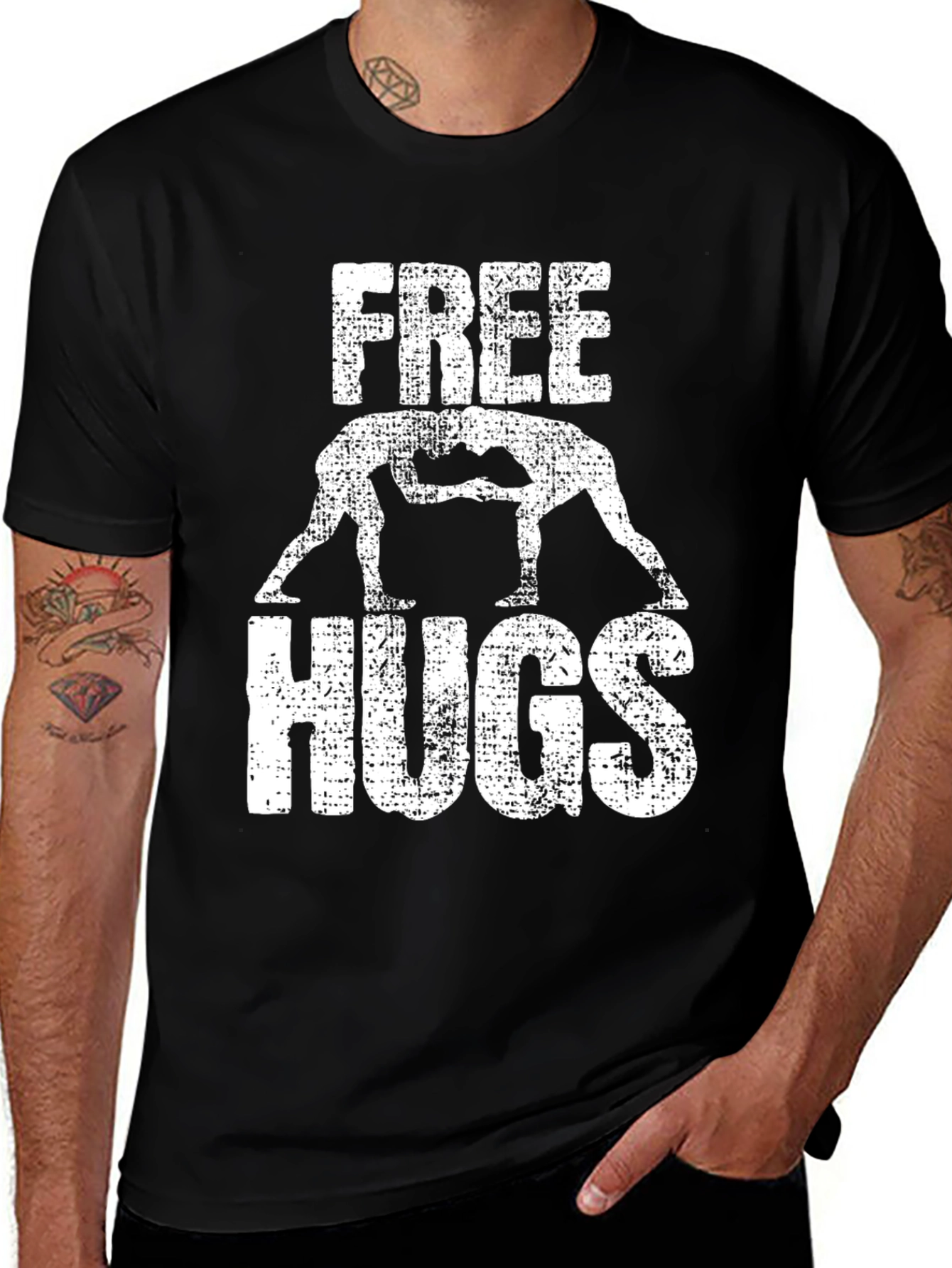 Variant 7 of Funny Wrestling Free Hugs Graphic T-Shirt