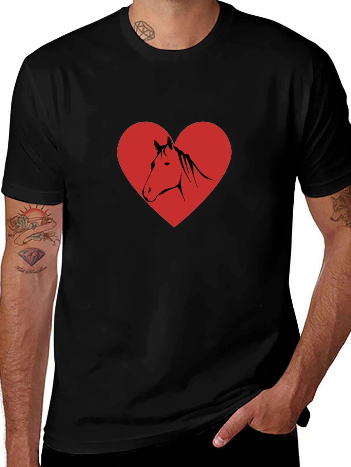 Variant 3 of Horse Lover Tee - Heart Horse Graphic T-Shirt
