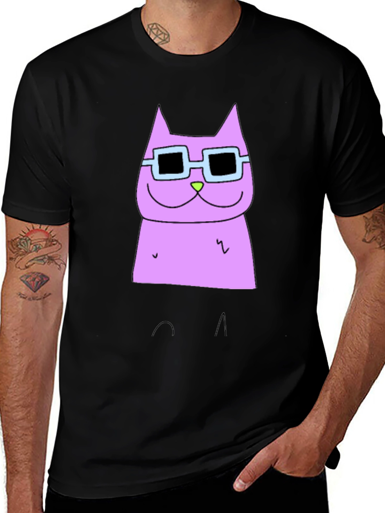 Variant 9 of Cool Cat Graphic Tee - Black Cotton T-Shirt