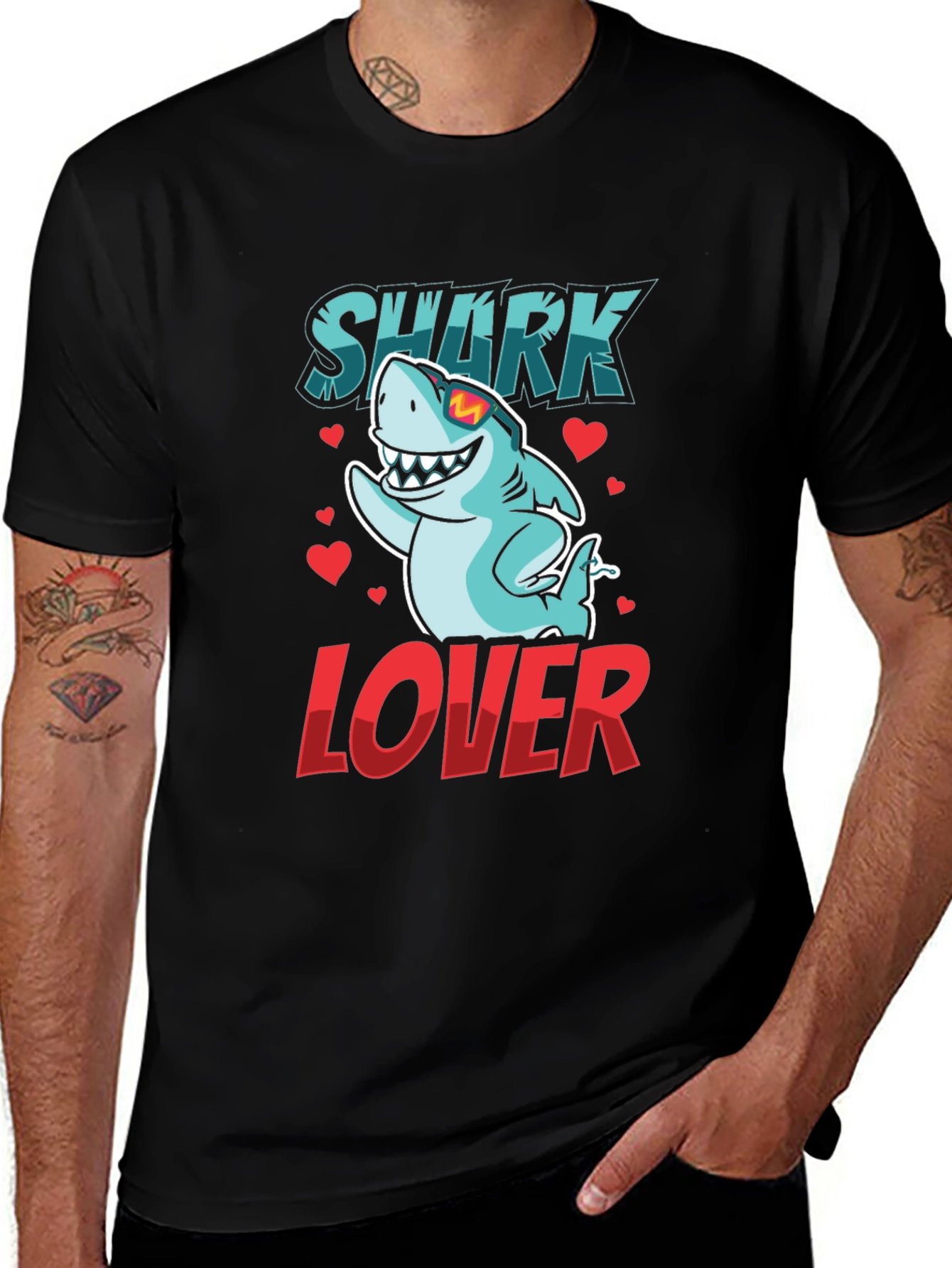 Variant 24 of Shark Lover Graphic T-Shirt - Cool Cartoon Shark Design