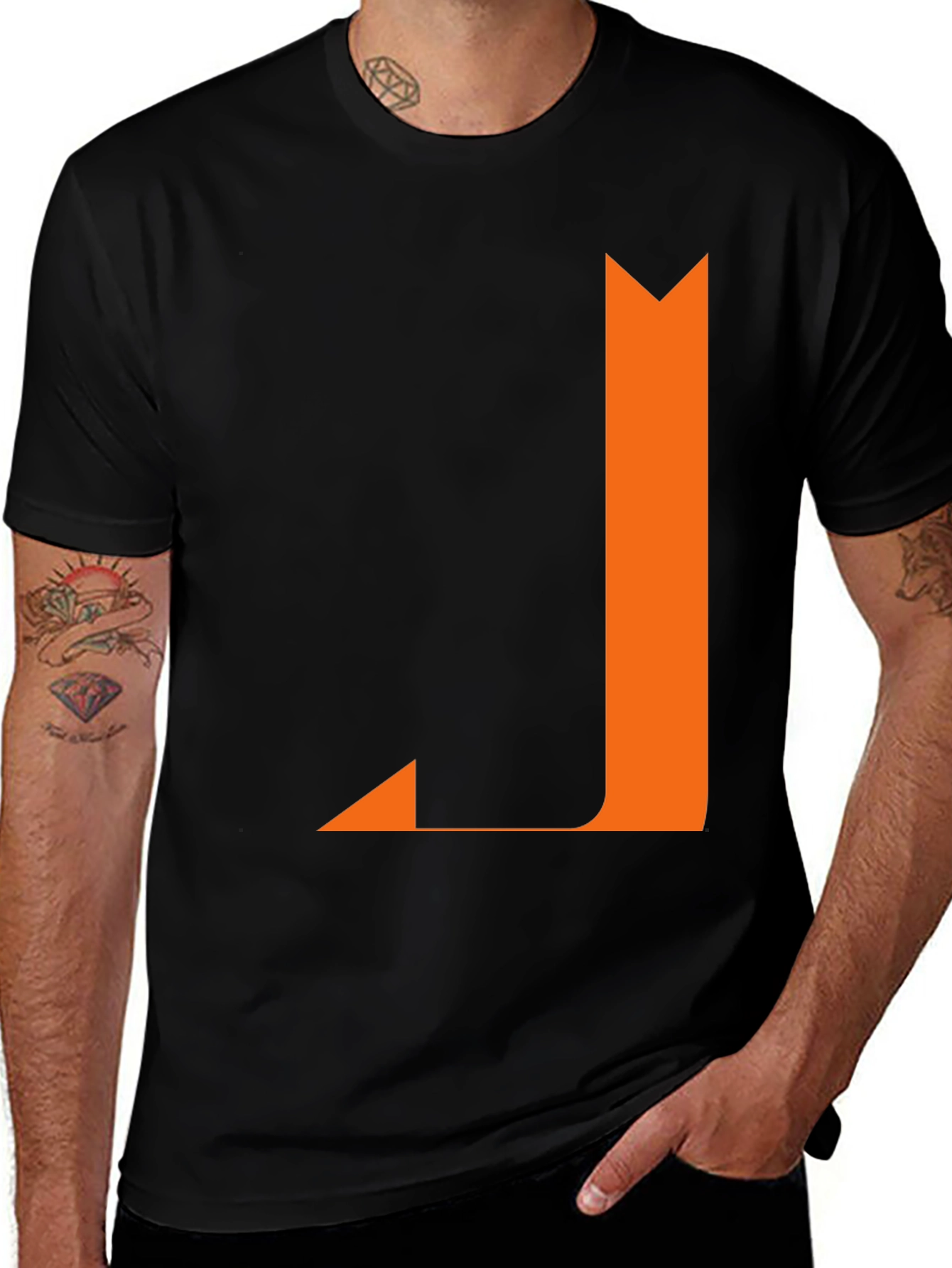Bold Orange J on Black Tee