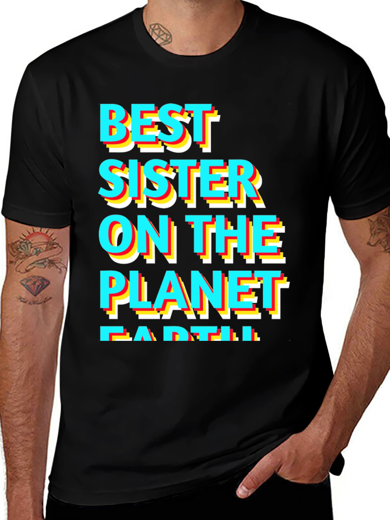 Variant 15 of Best Sister on the Planet T-Shirt - Glitch Text Design