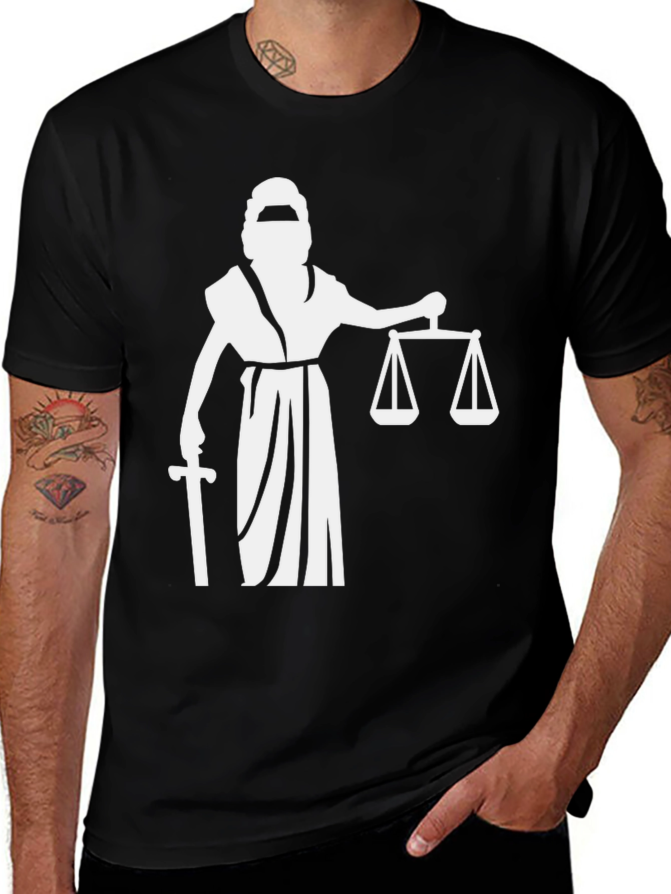 Variant 19 of Scales of Justice T-Shirt - Black Cotton Tee