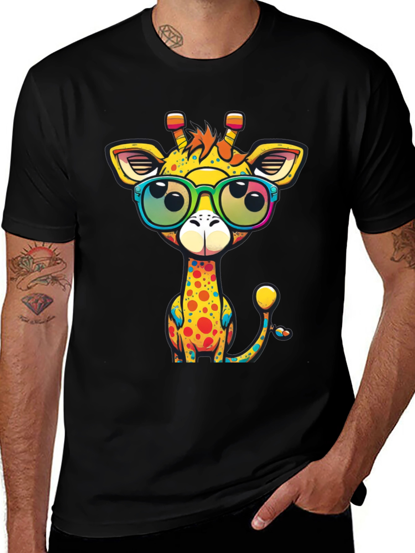 Variant 30 of Cool Giraffe Graphic Tee - Black T-Shirt