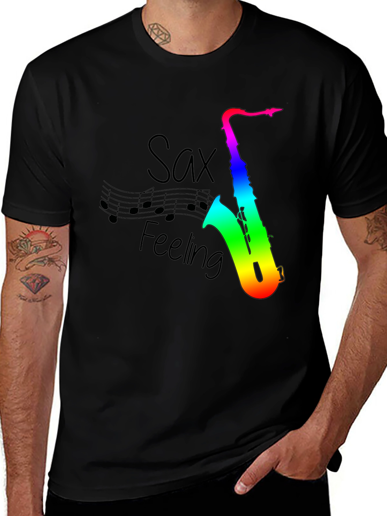 Variant 6 of Sax Feeling Rainbow Saxophone Graphic T-Shirt