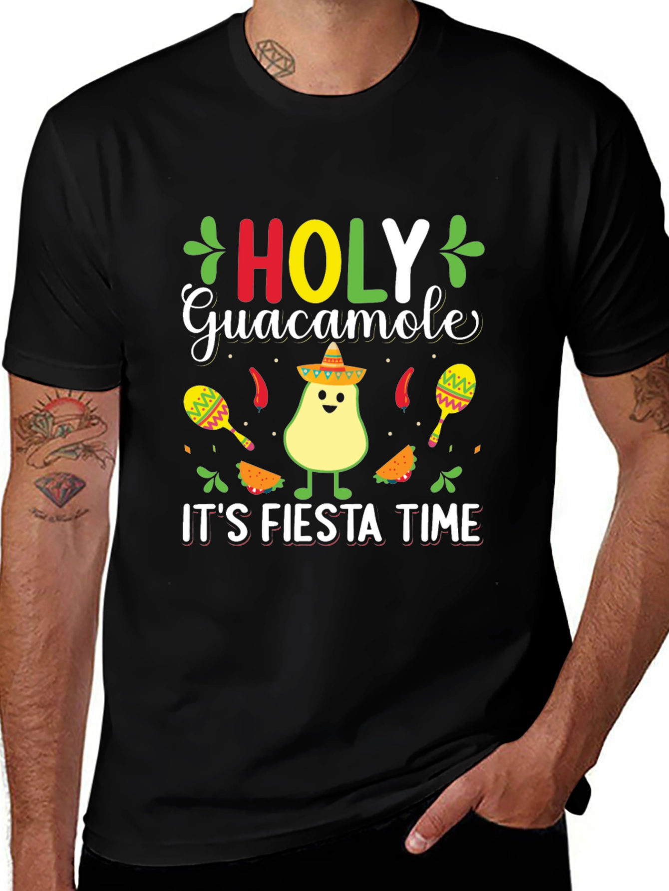 Variant 21 of Holy Guacamole Fiesta Time Black T-Shirt