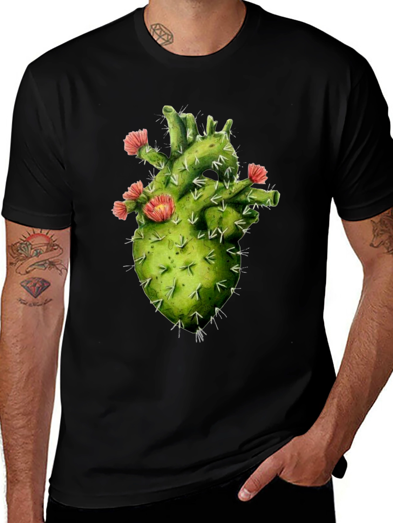 Cactus Heart Graphic Tee - Unique Prickly Love Shirt