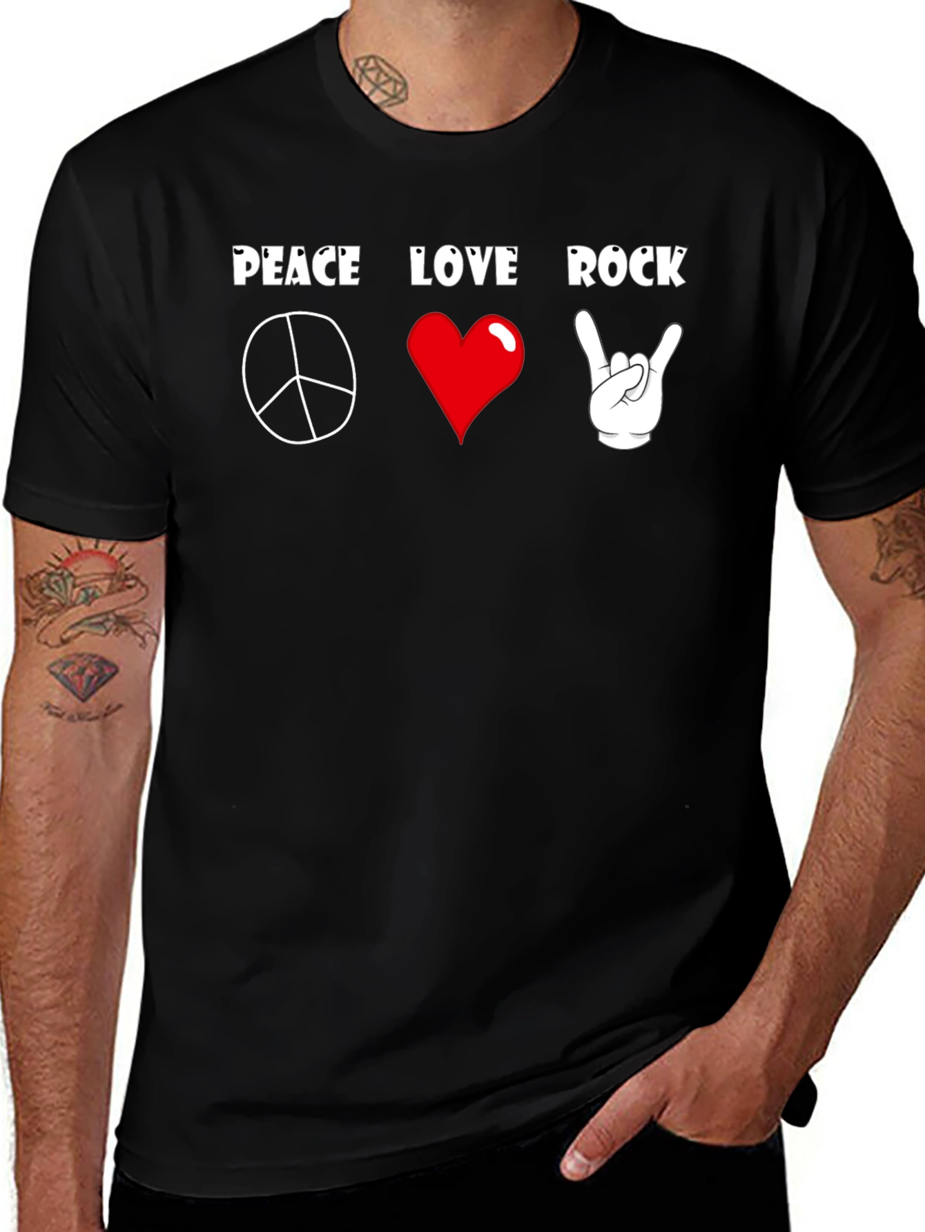 Variant 13 of Peace Love Rock T-Shirt - Classic Graphic Tee
