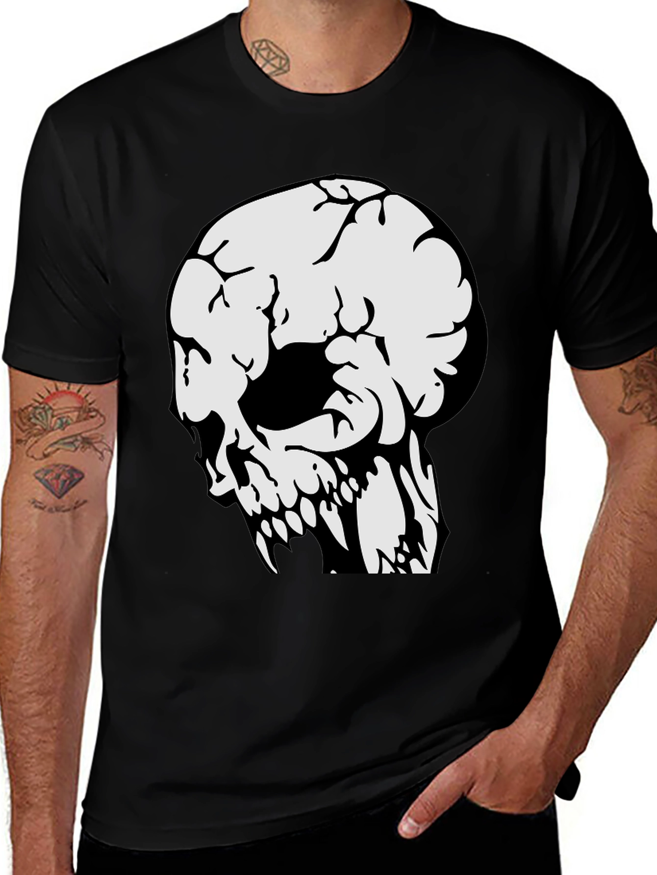 Variant 13 of Skull Graphic Print Black T-Shirt