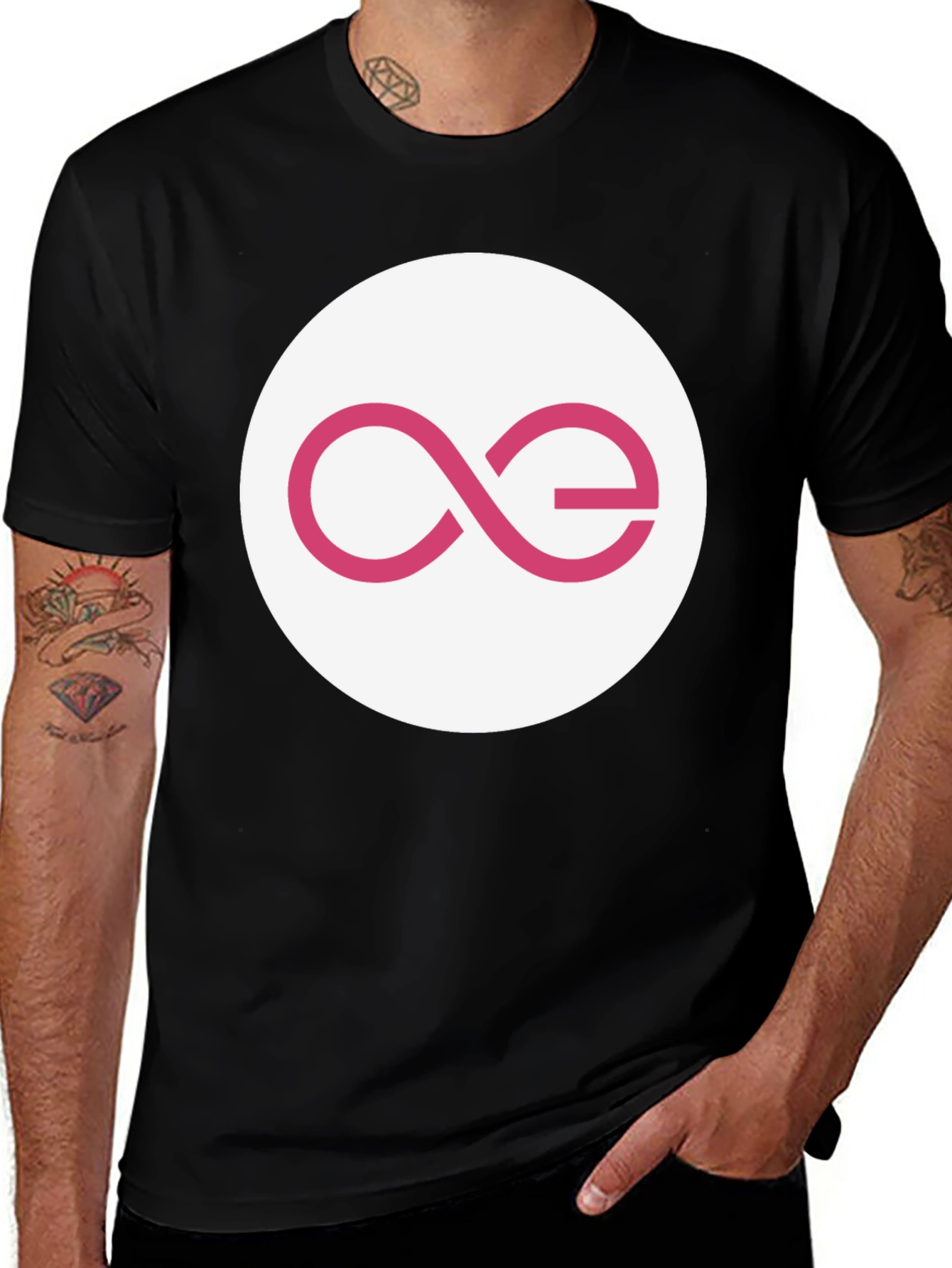 Variant 19 of Black T-Shirt with Abstract Pink Logo Design