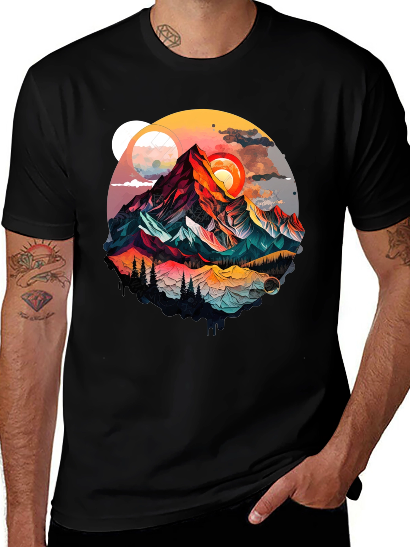 Variant 26 of Mountain Graphic Tee - Artistic Landscape Design