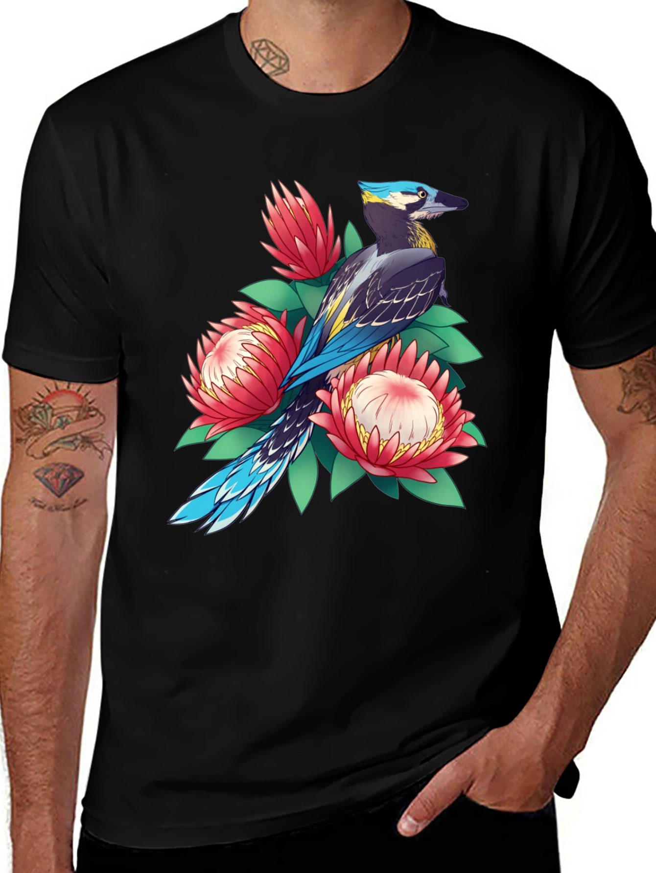 Variant 24 of Bird & Floral Print T-Shirt - Casual Style