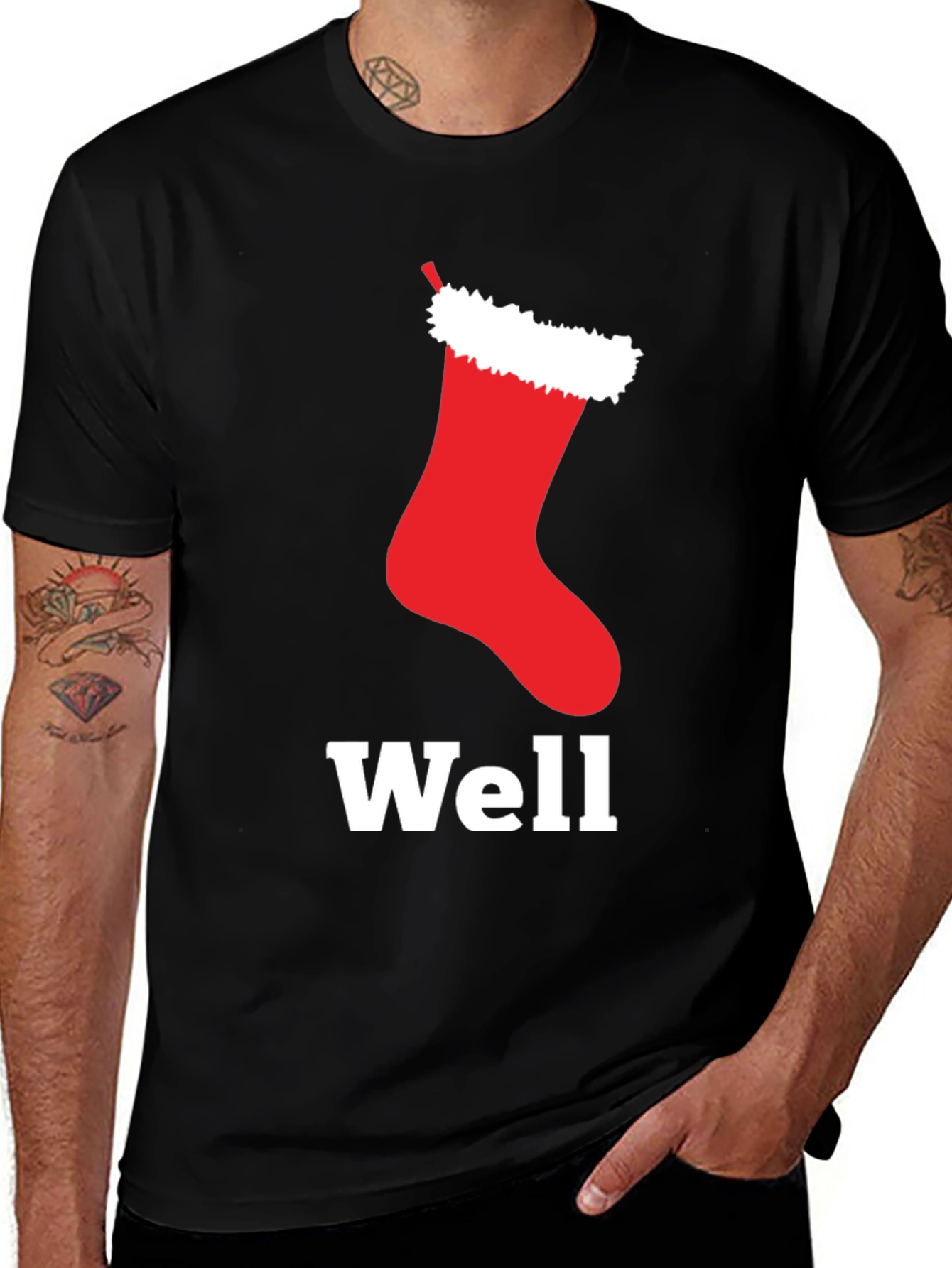 Well Hung Stocking Christmas T-Shirt
