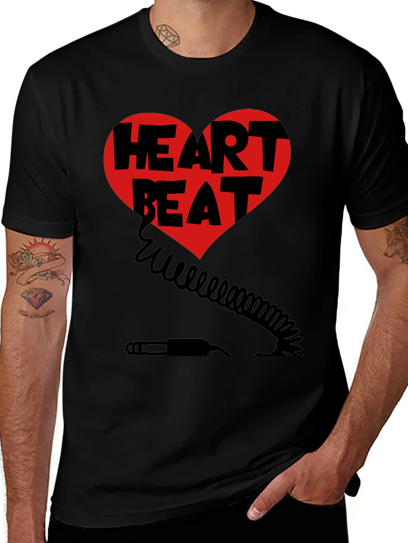 Variant 11 of Heartbeat Music Lover T-Shirt - Black