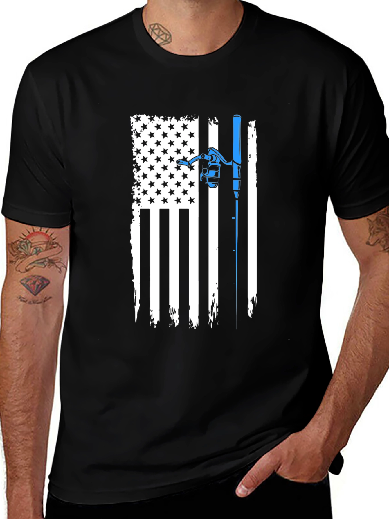Variant 20 of American Flag Fishing Rod Graphic T-Shirt