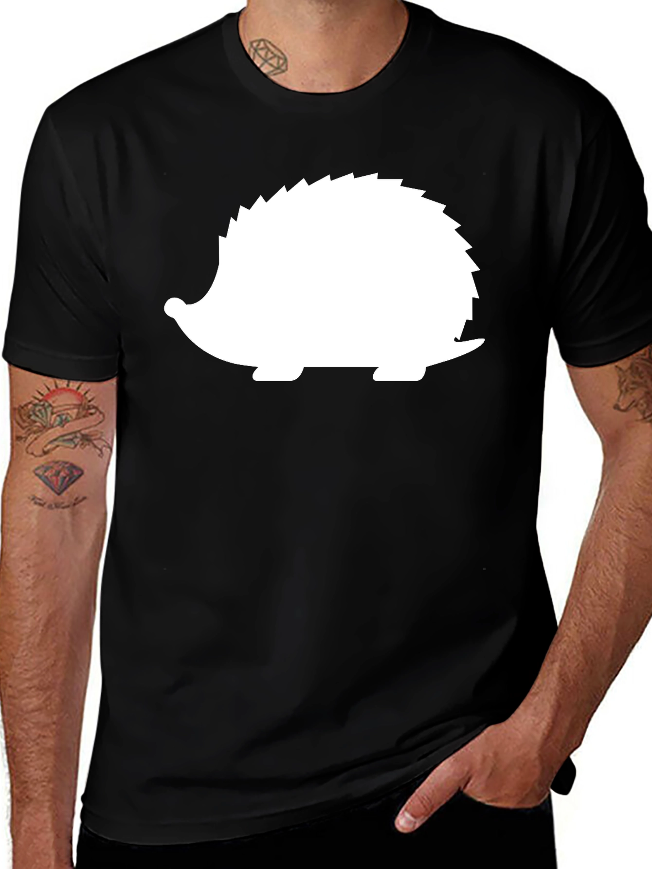 Variant 8 of Hedgehog Graphic Tee - Black Unisex T-Shirt