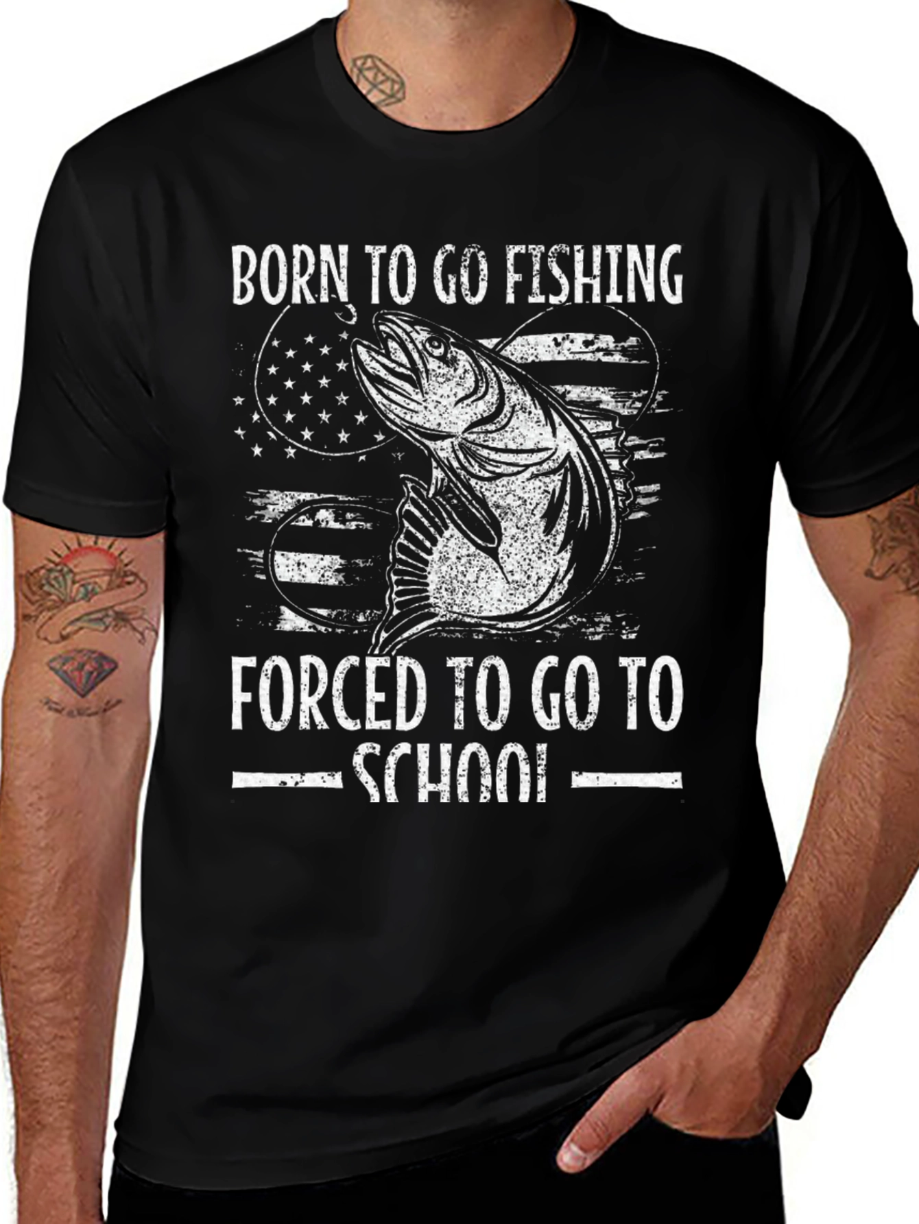 Black Born to Fish T-Shirt main image