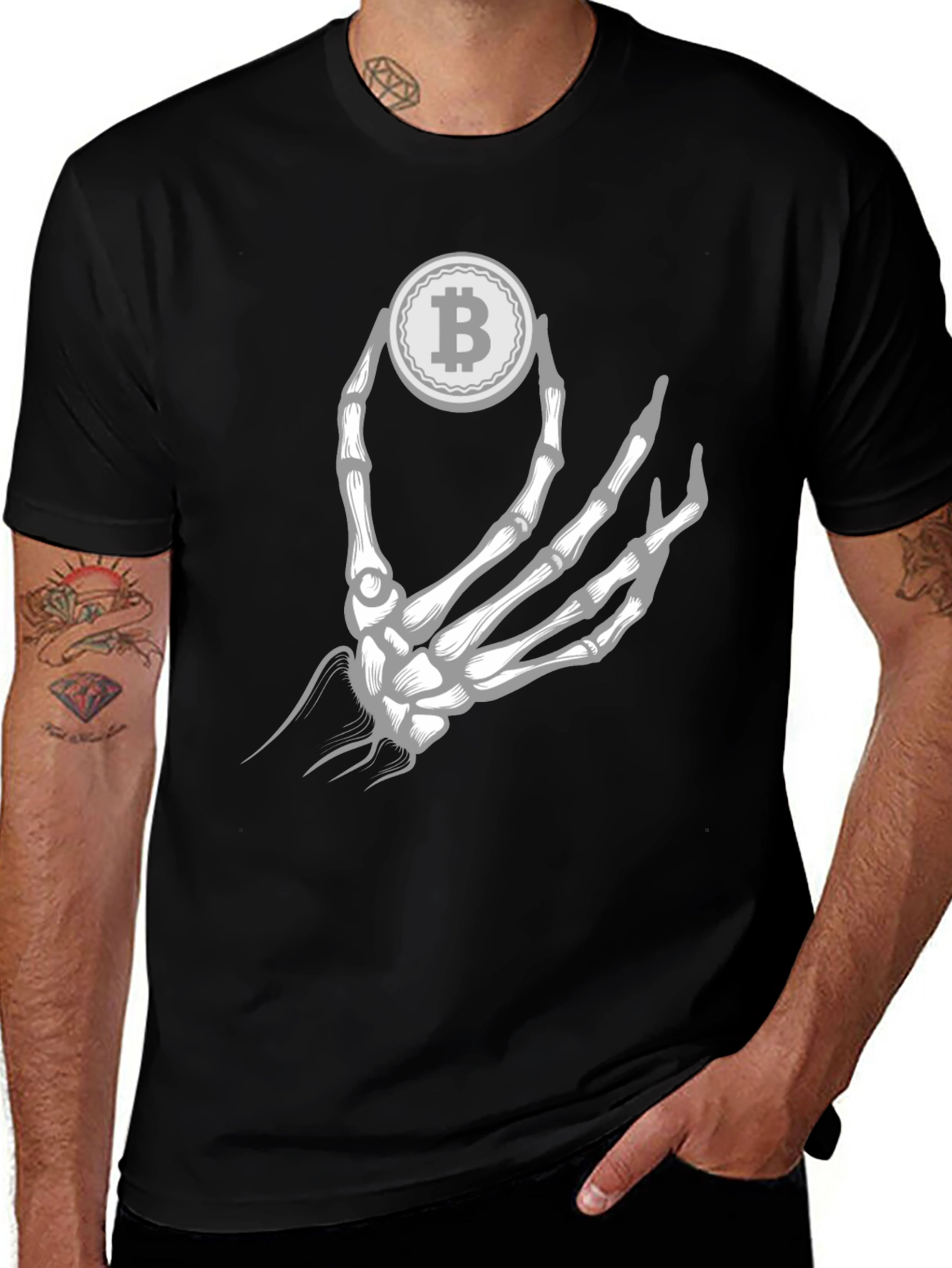 Bitcoin Skeleton Hand Graphic Tee