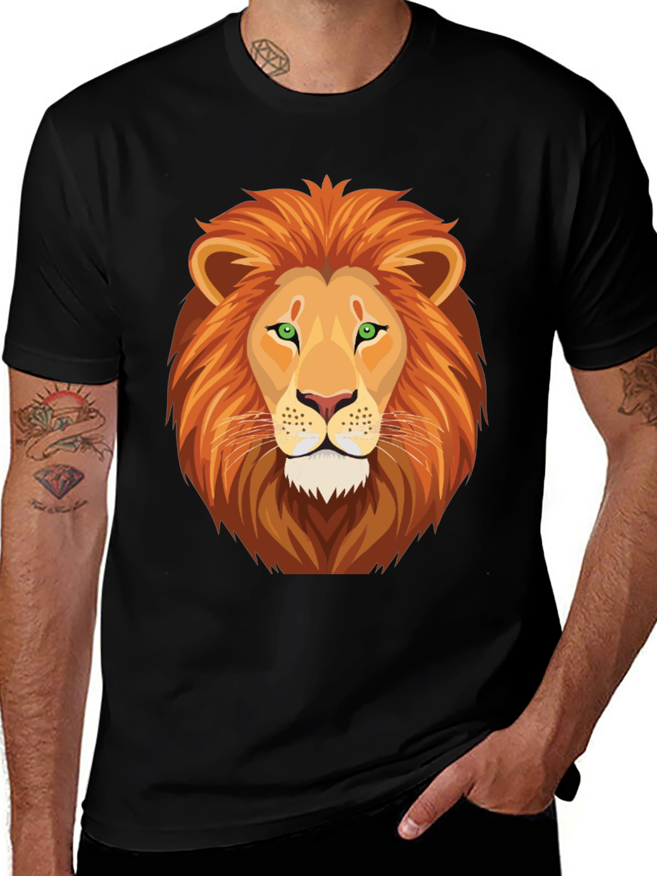 Variant 10 of Lion Graphic Print Crew Neck T-Shirt