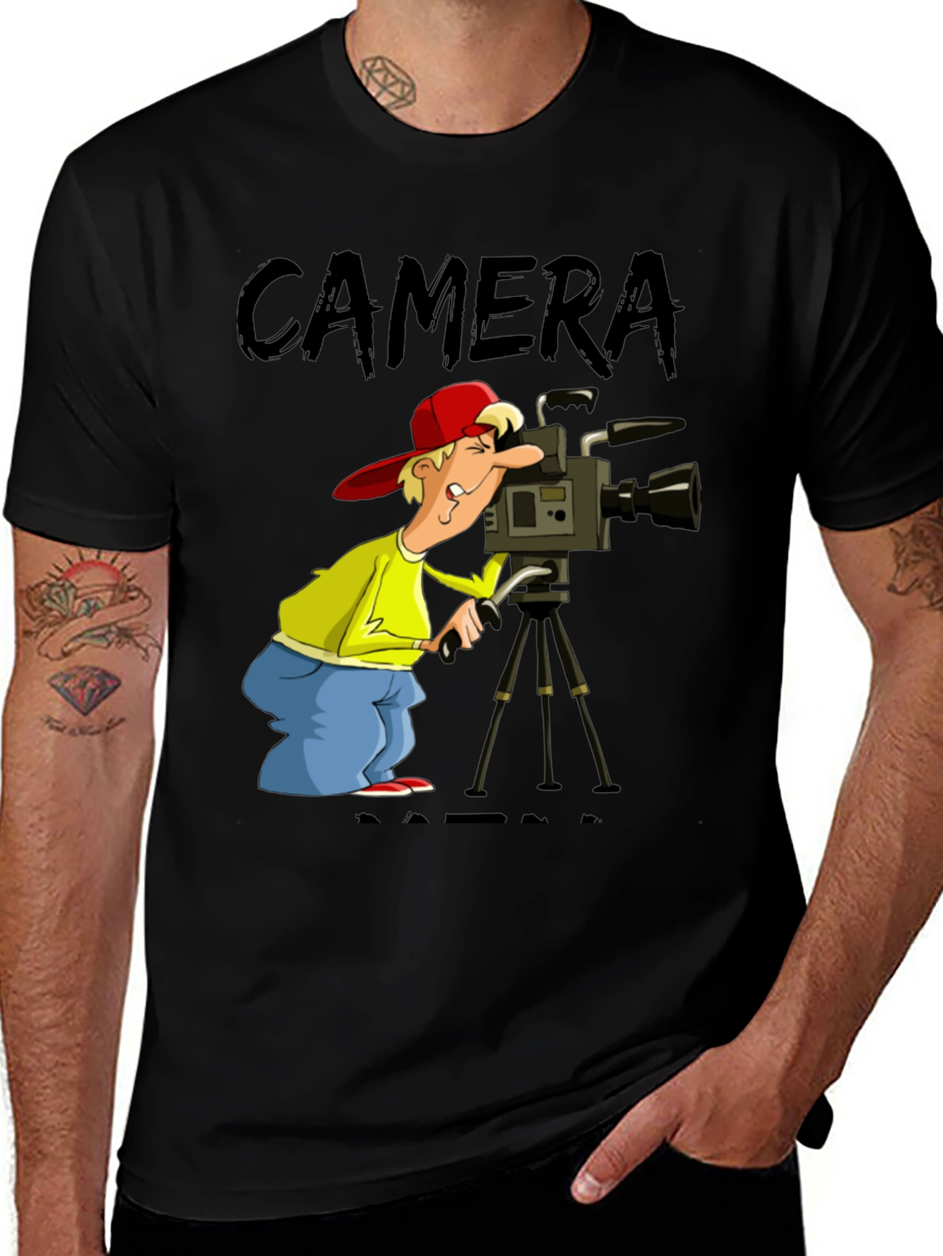 Variant 26 of Camera Cartoon Graphic Black T-Shirt