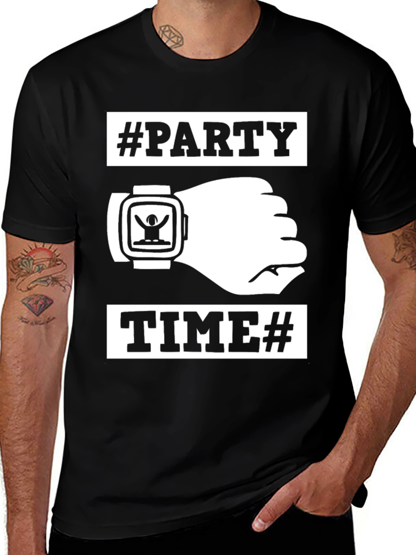 Variant 29 of Party Time Black Graphic T-Shirt
