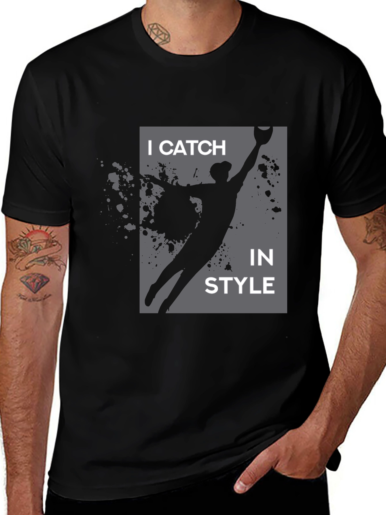 Variant 14 of I Catch In Style Graphic T-Shirt - Black