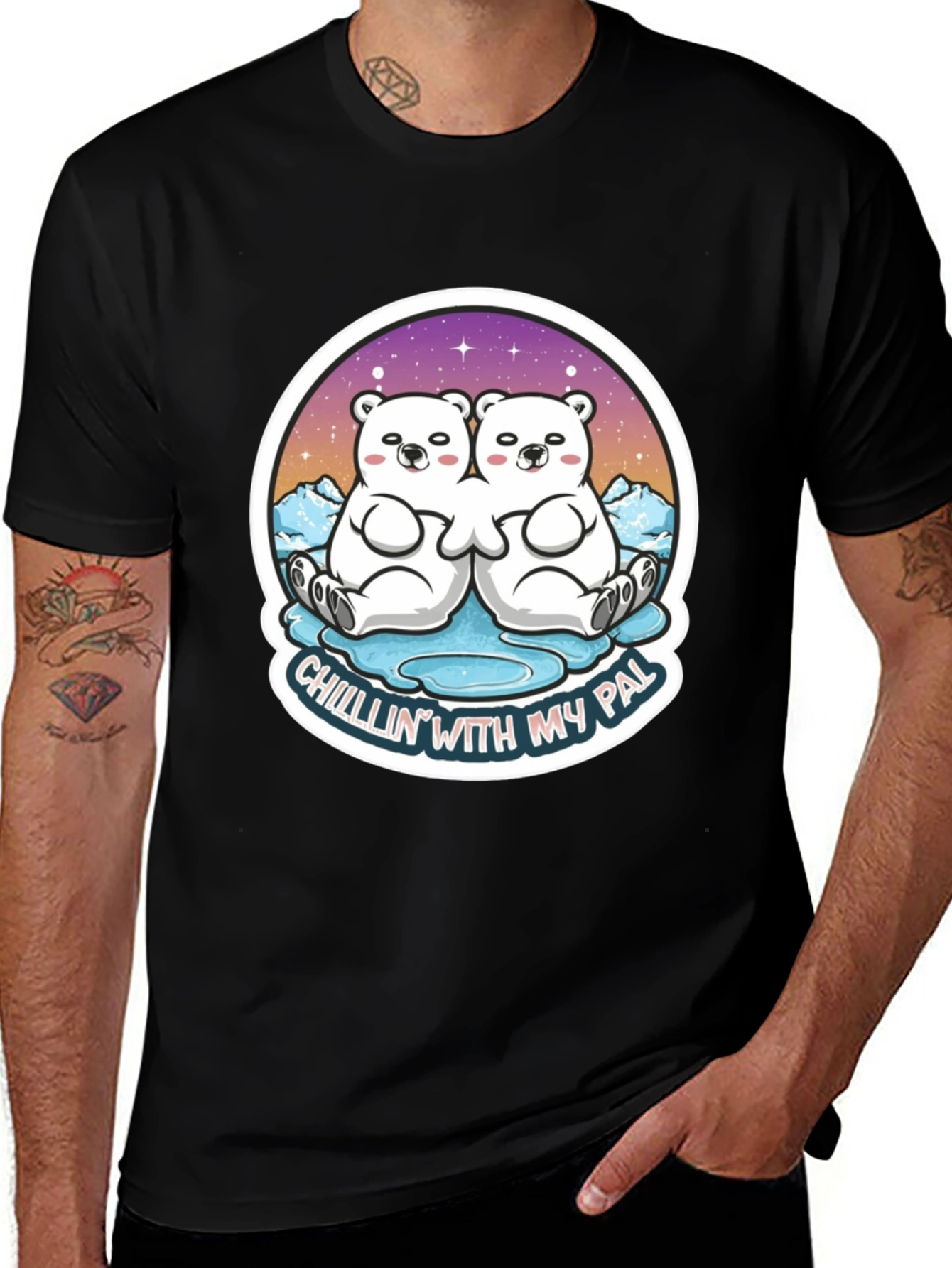 Variant 14 of Chillin' With My Pal T-Shirt - Polar Bear Graphic Tee