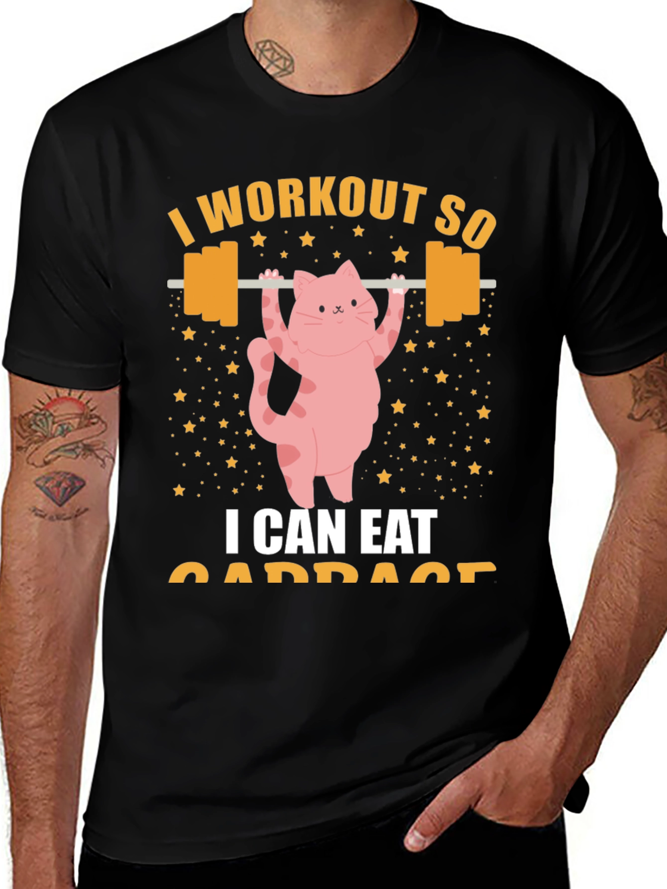 Variant 26 of Workout Cat T-Shirt - Eat Cabbage Funny Gym Shirt