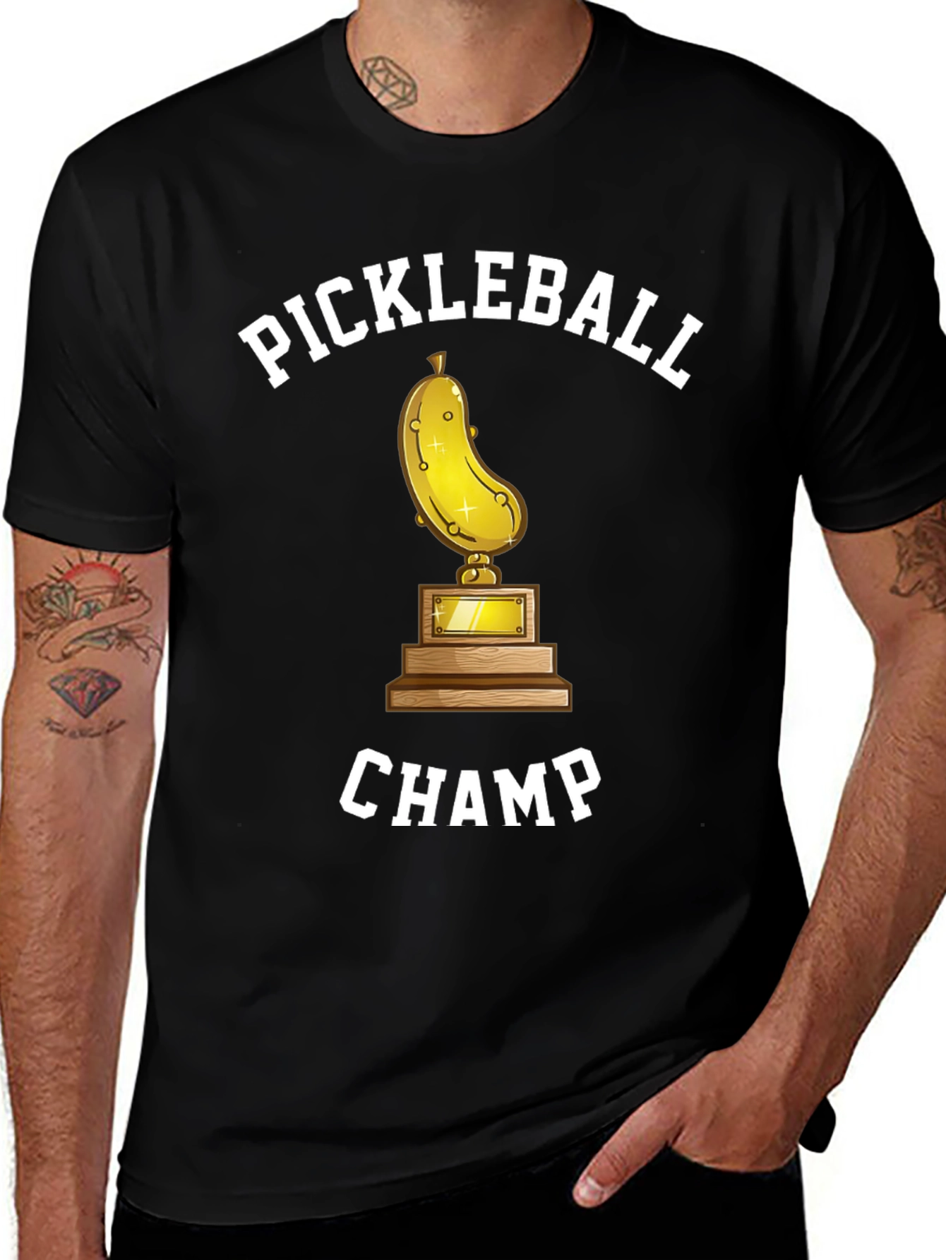 Variant 14 of Pickleball Champ Graphic Tee - Black Cotton T-Shirt