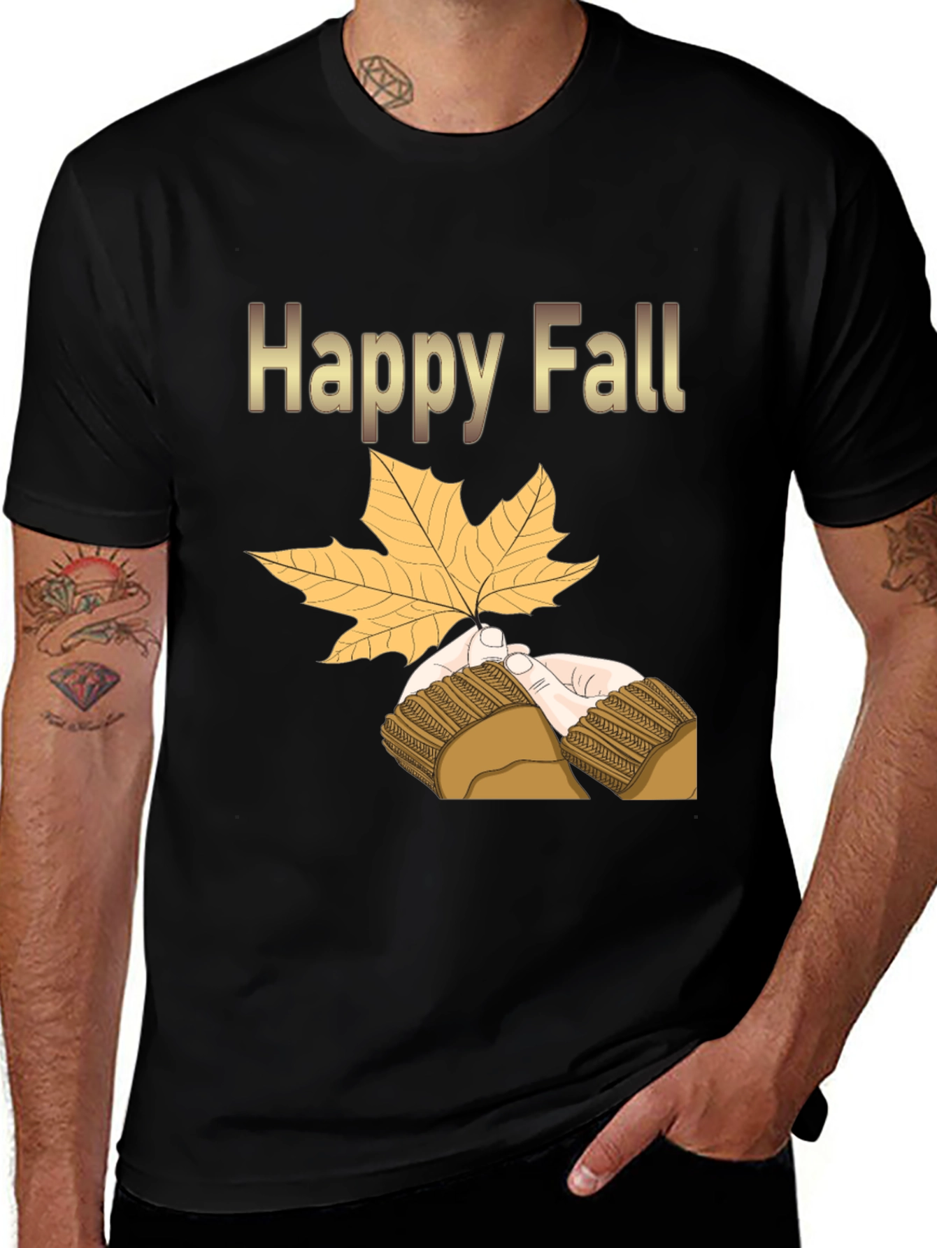 Variant 6 of Happy Fall Graphic Tee - Autumn Leaf Design