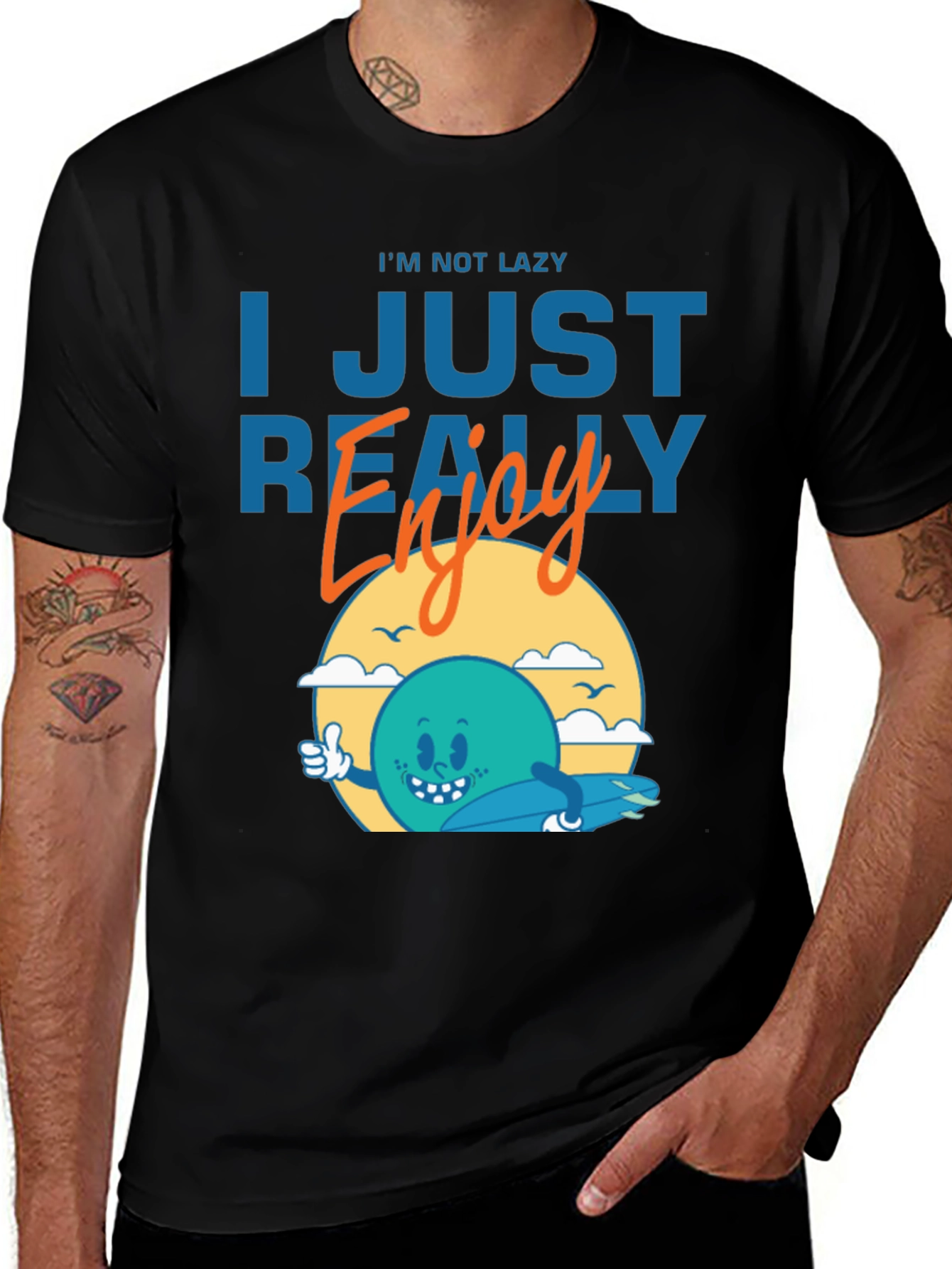 Variant 4 of Funny Graphic Tee - I'm Not Lazy - Surfing Design