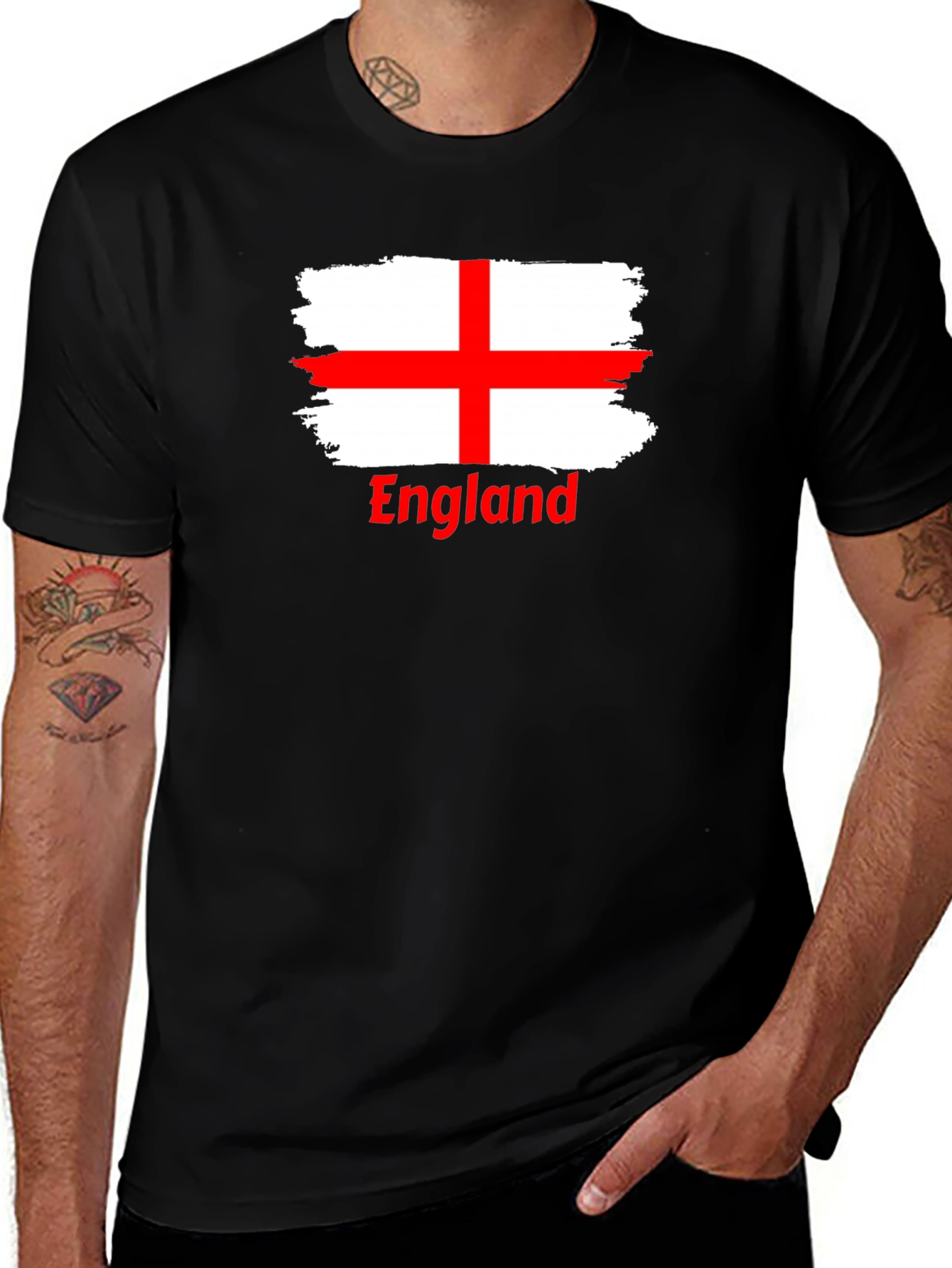 Variant 10 of England Flag T-Shirt - Black Crew Neck Tee