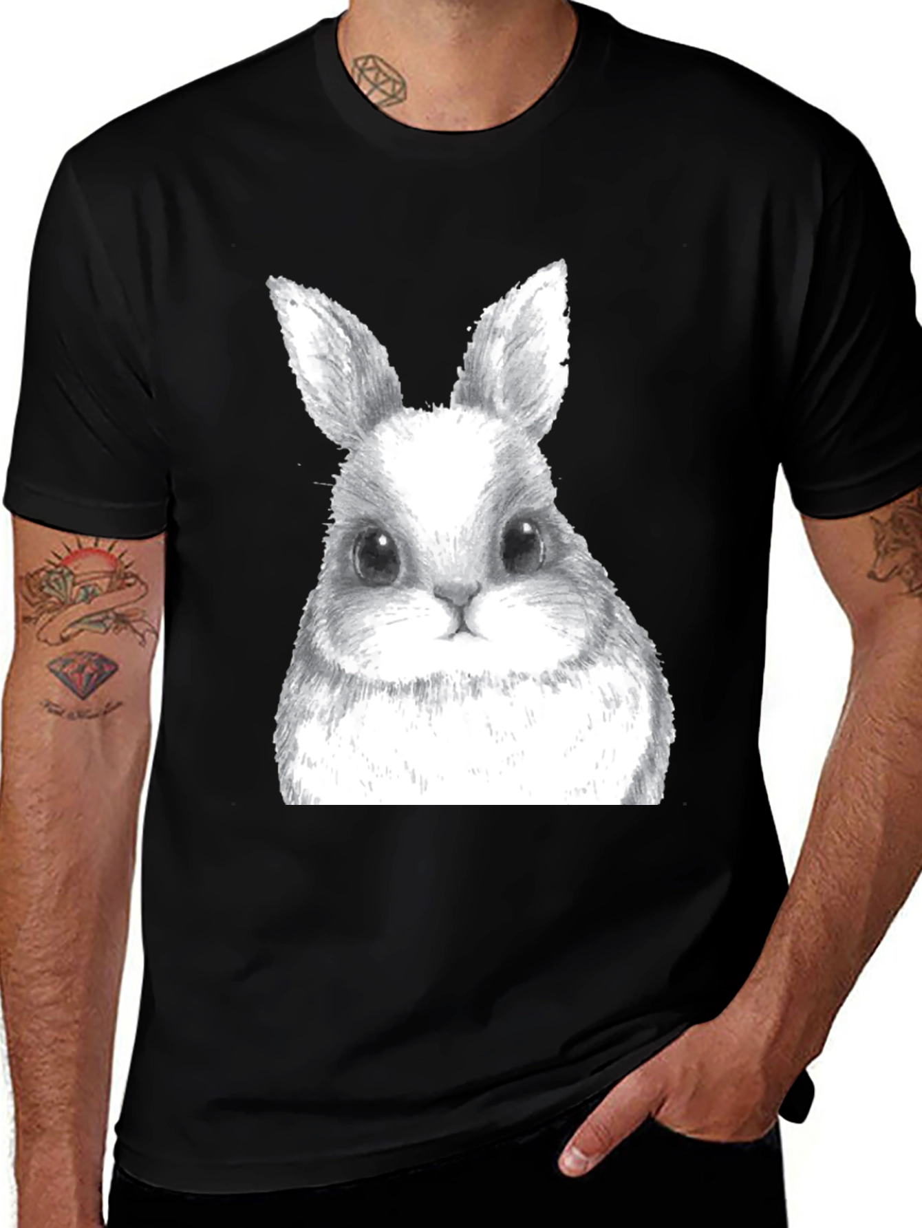 Variant 5 of Bunny Print Crew Neck T-Shirt