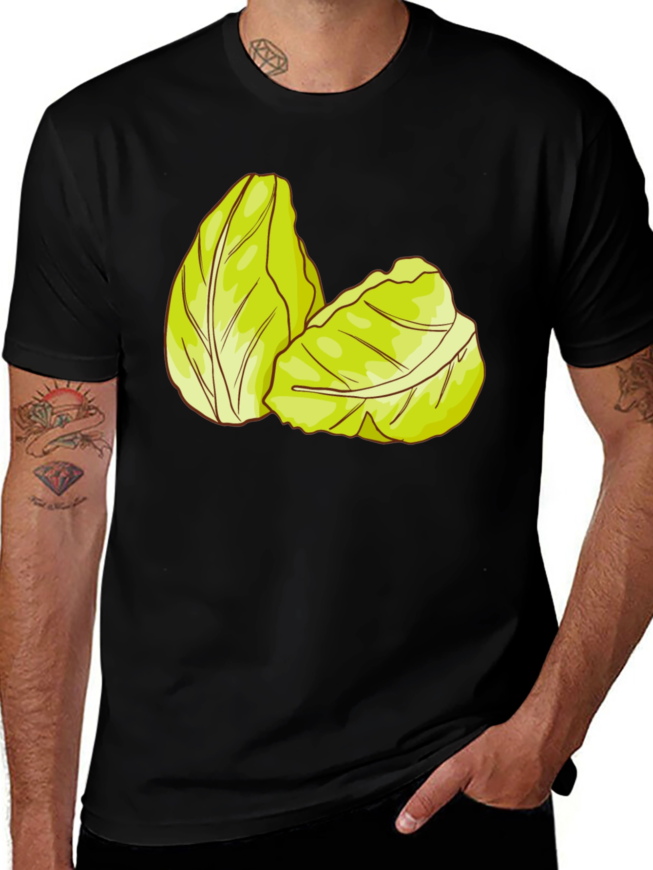 Variant 22 of Lettuce Graphic Print Black T-Shirt