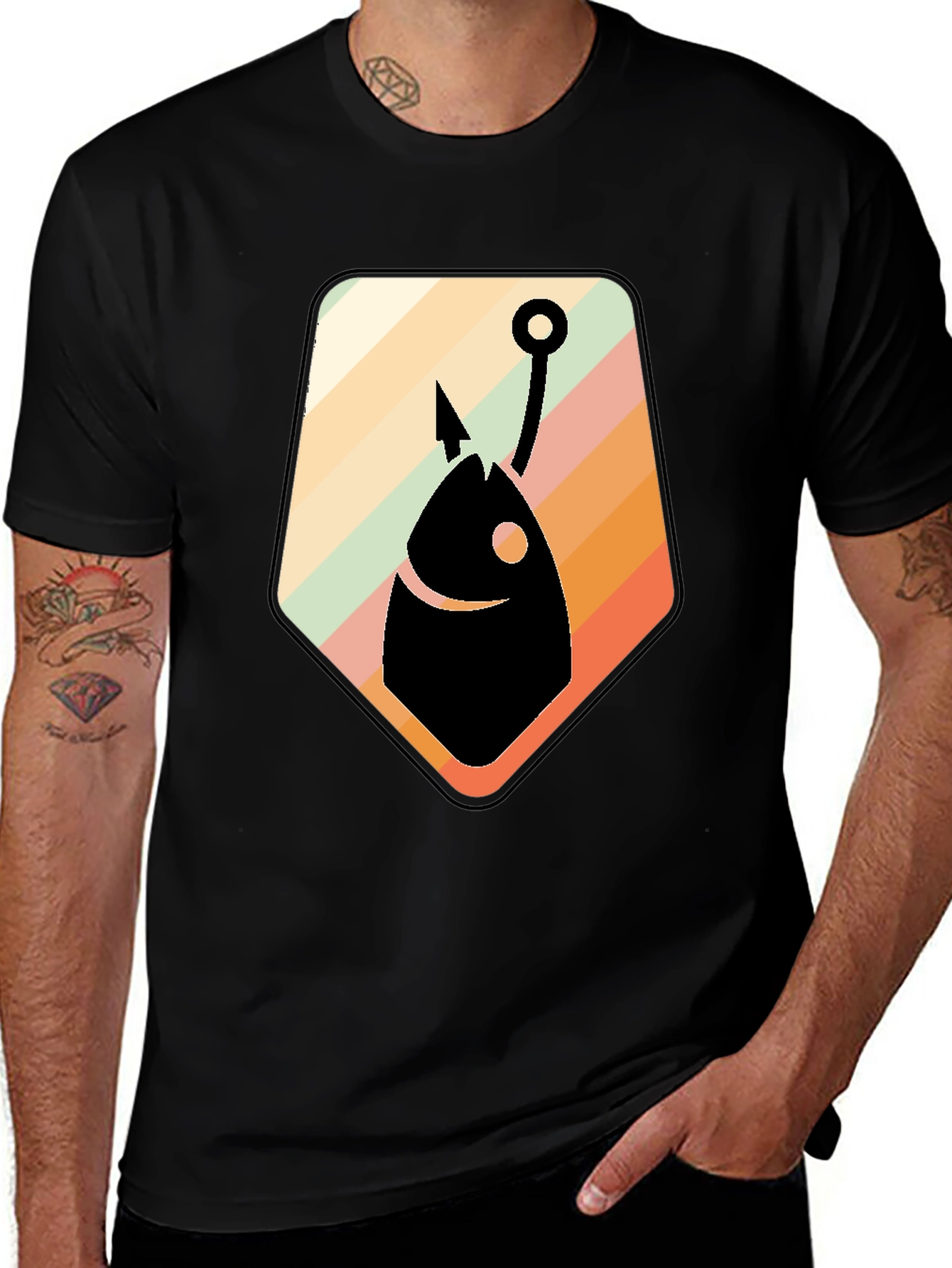 Variant 7 of Retro Fishing Hook T-Shirt