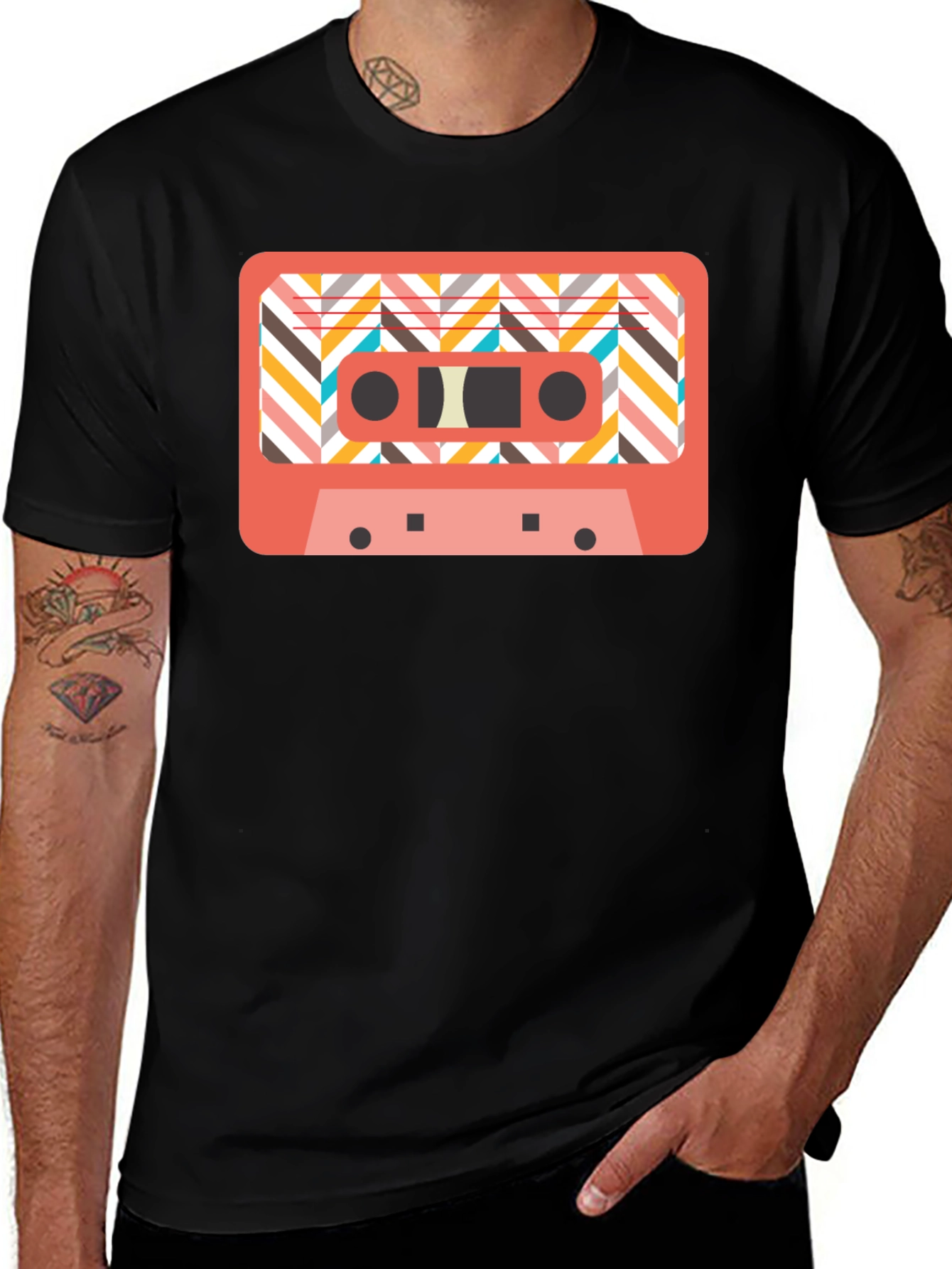 Variant 6 of Retro Cassette Tape Graphic T-Shirt - Black