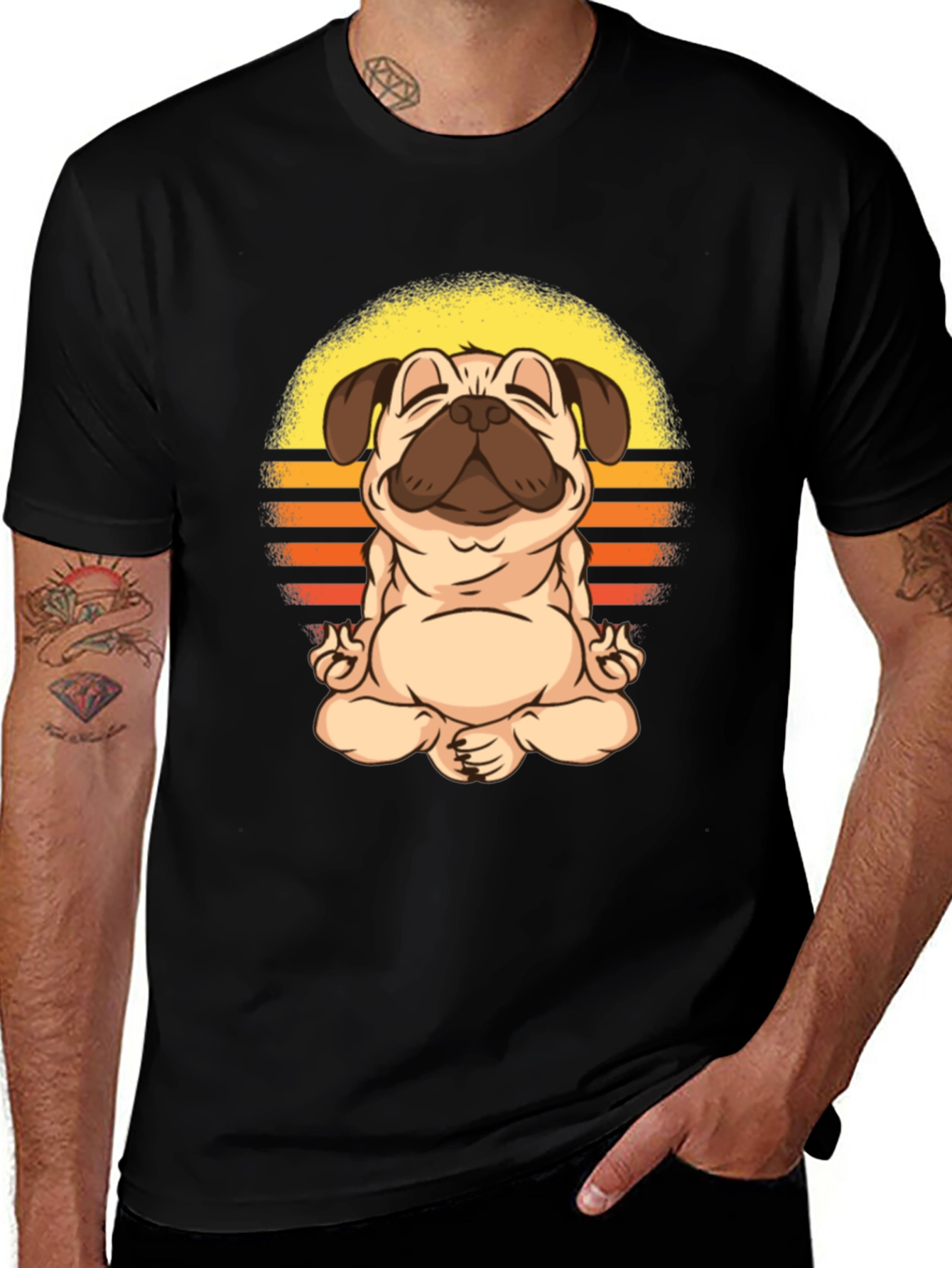 Variant 29 of Yoga Pug T-Shirt - Meditating Dog Design
