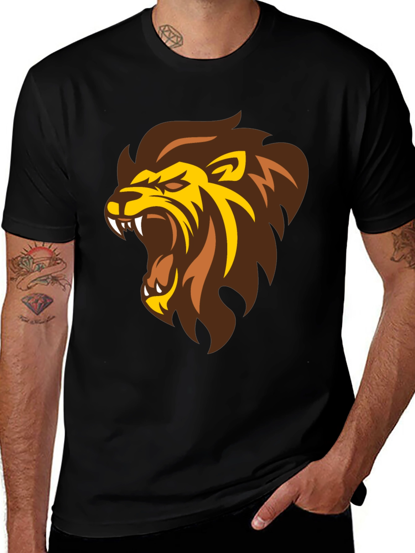 Variant 7 of Lion Graphic Black T-Shirt