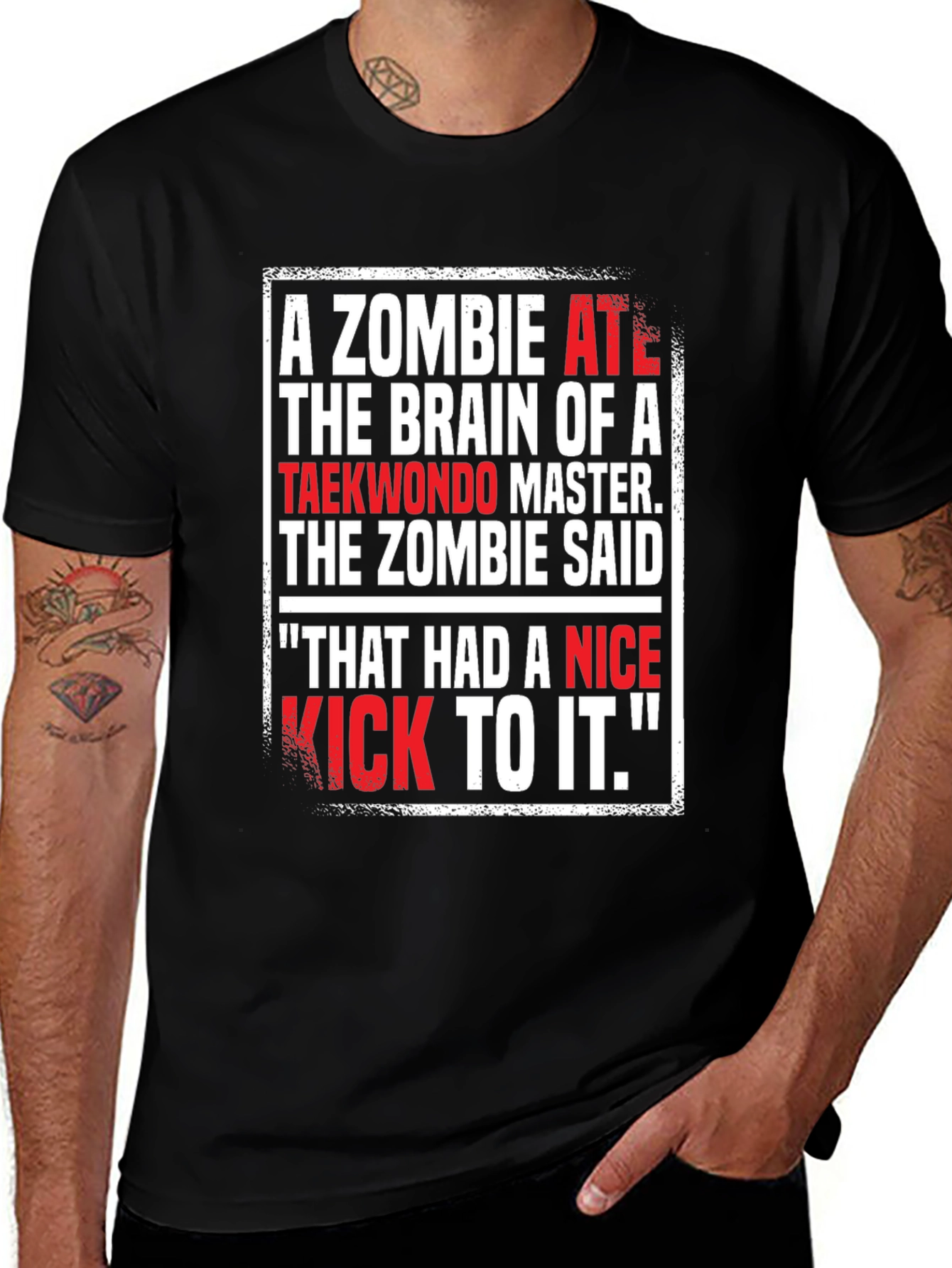 Variant 30 of Zombie Ate Taekwondo Master Brain T-Shirt