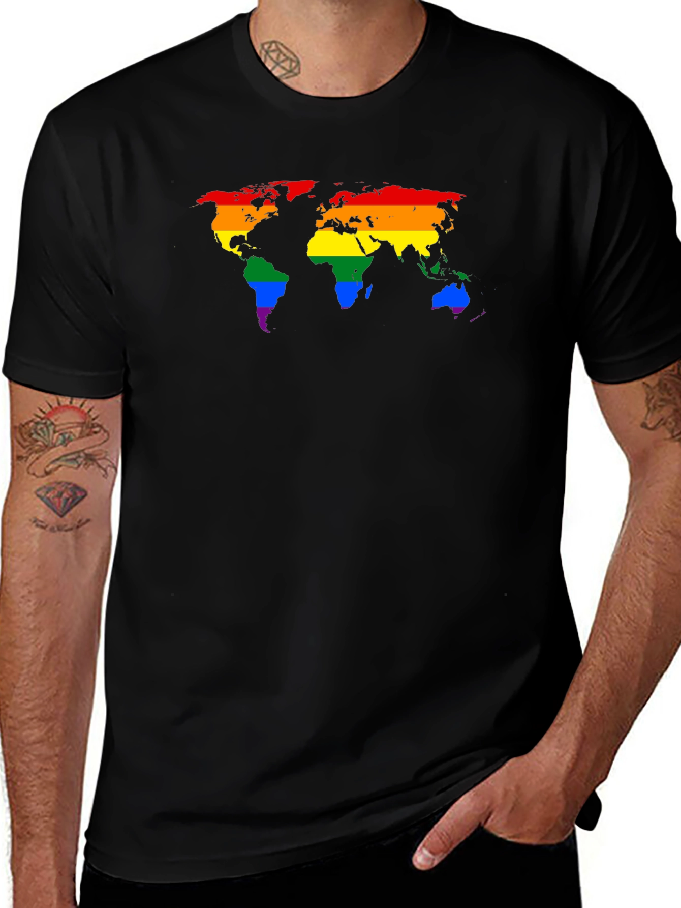Variant 4 of Pride World Map Black T-Shirt