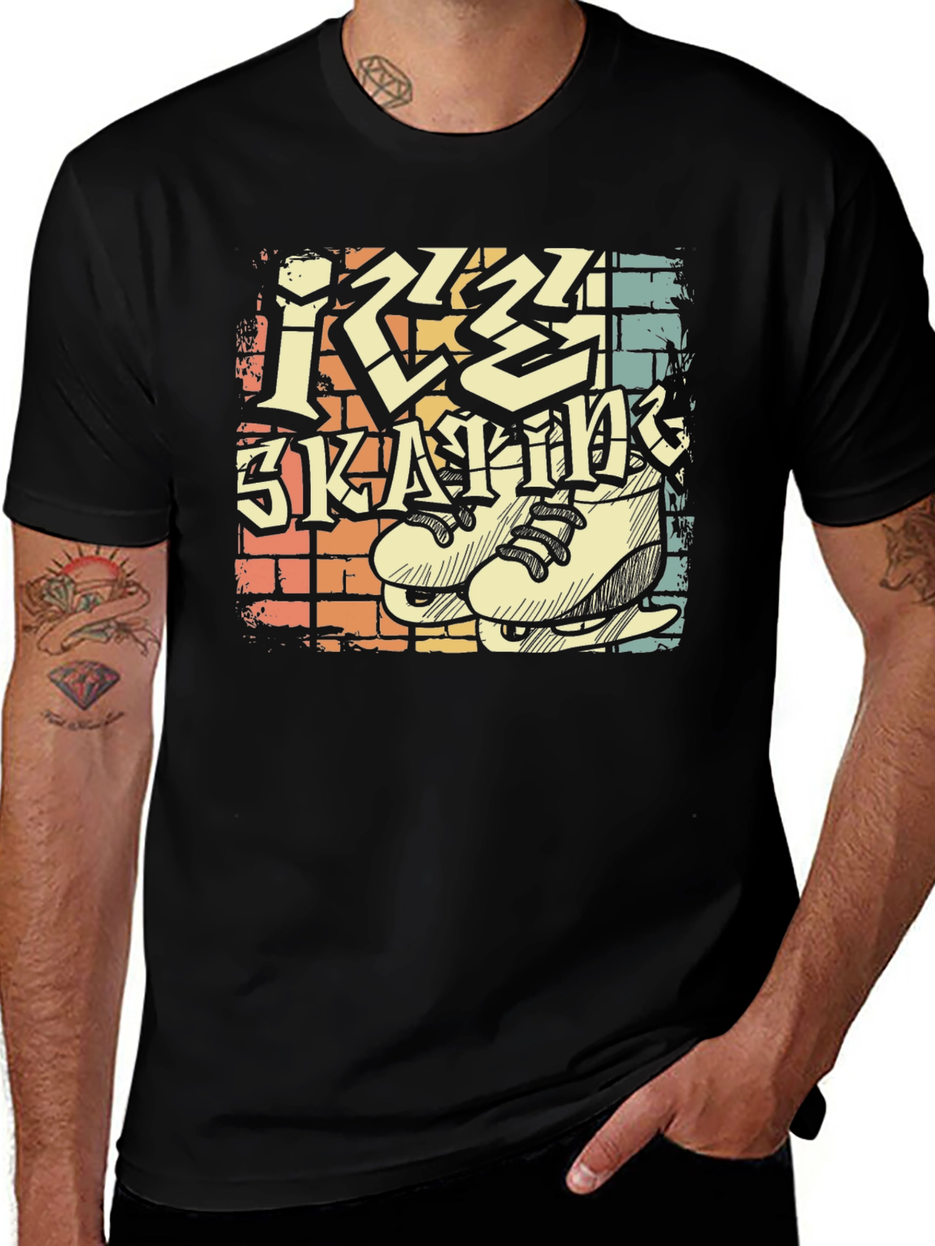 Variant 17 of Ice Skating T-Shirt Retro Design