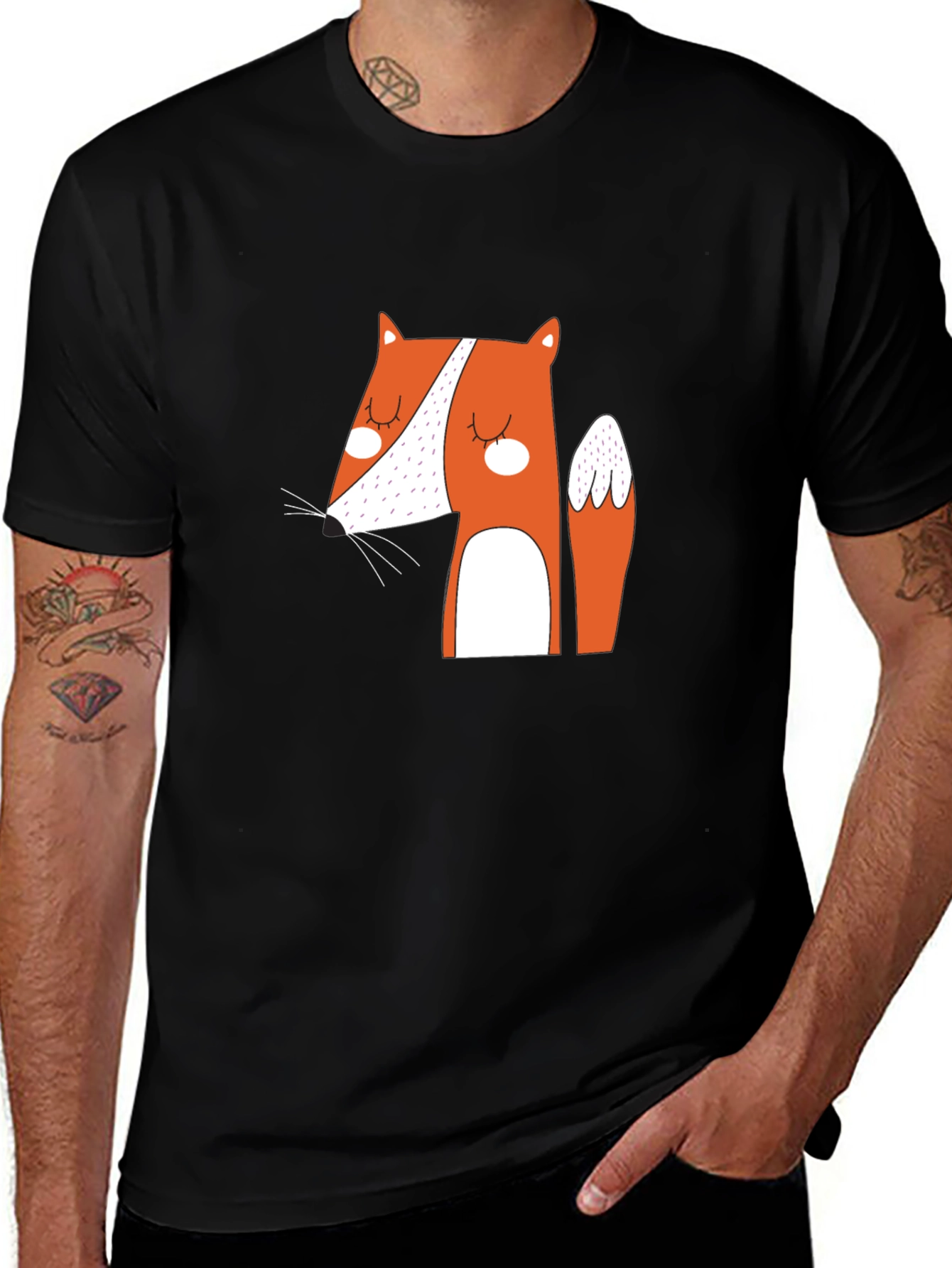 Variant 24 of Cute Fox Graphic Black T-Shirt