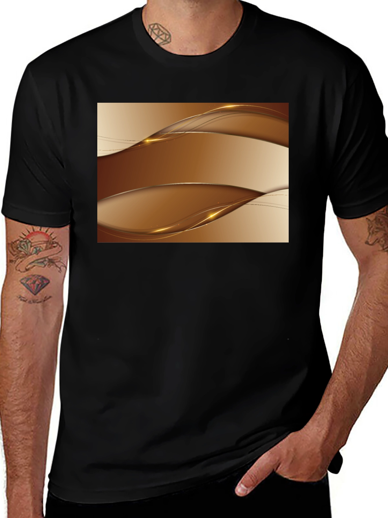 Variant 30 of Stylish Abstract Wave Design Black T-Shirt