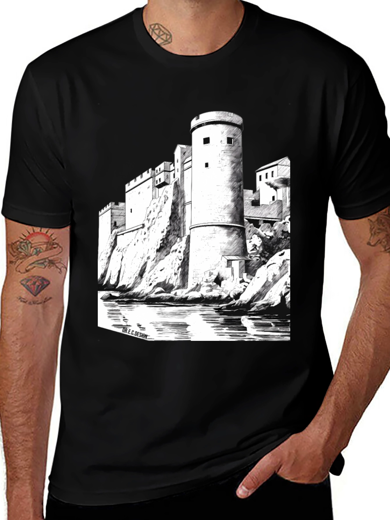 Variant 18 of Castle Graphic Black T-Shirt | Unique Design Tee