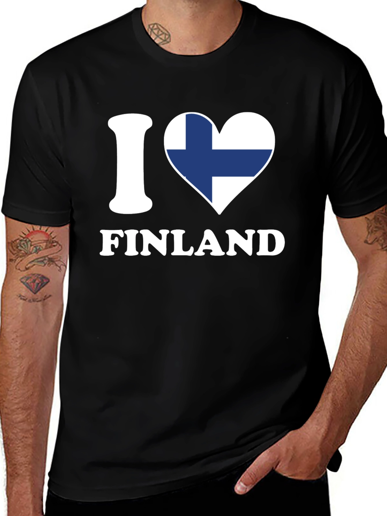 I Love Finland T-Shirt - Finnish Flag Heart Design