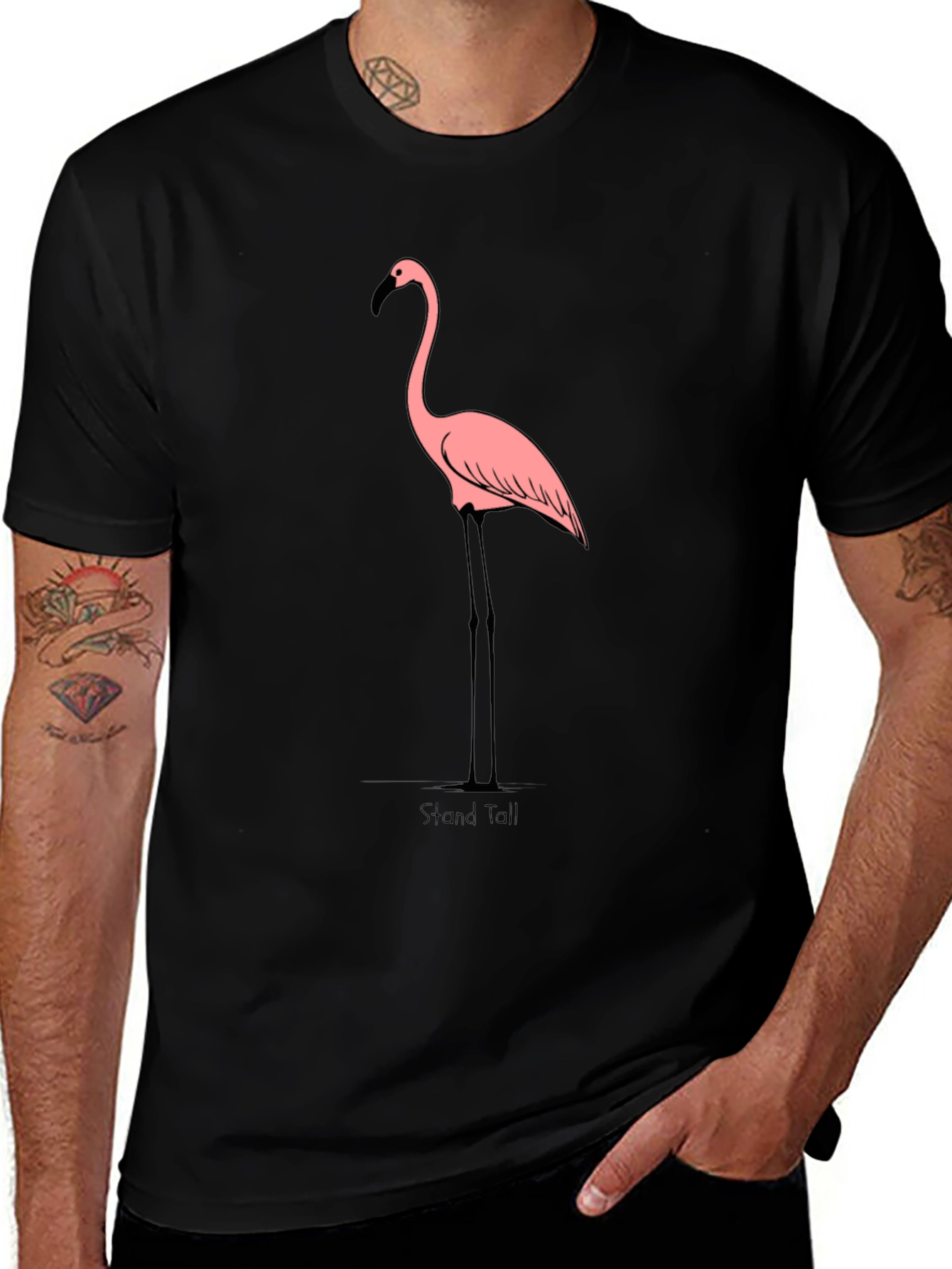 Variant 29 of Stand Tall Flamingo Graphic T-Shirt - Black