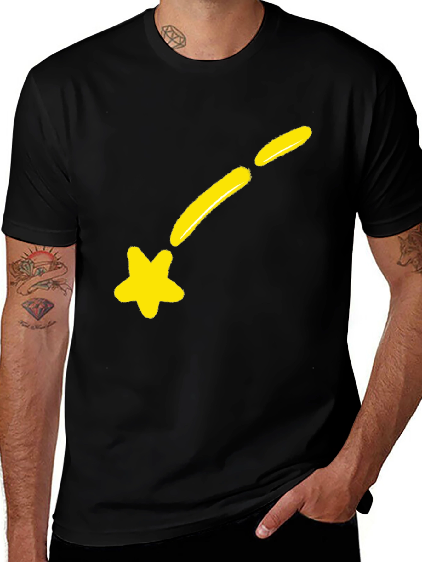Variant 22 of Shooting Star Graphic Tee - Black Cotton Blend