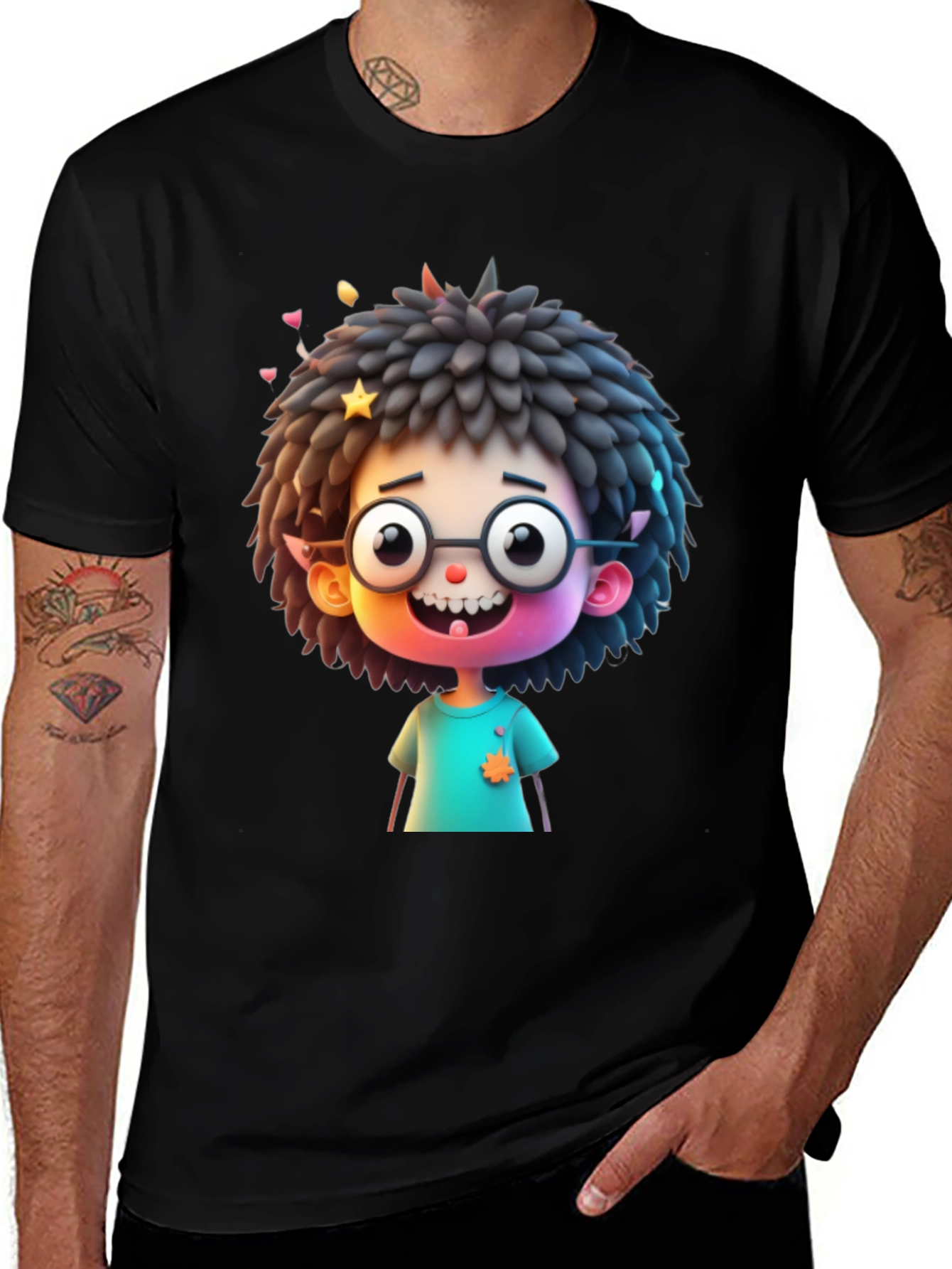 Variant 21 of Fun Cartoon Character T-Shirt - Black